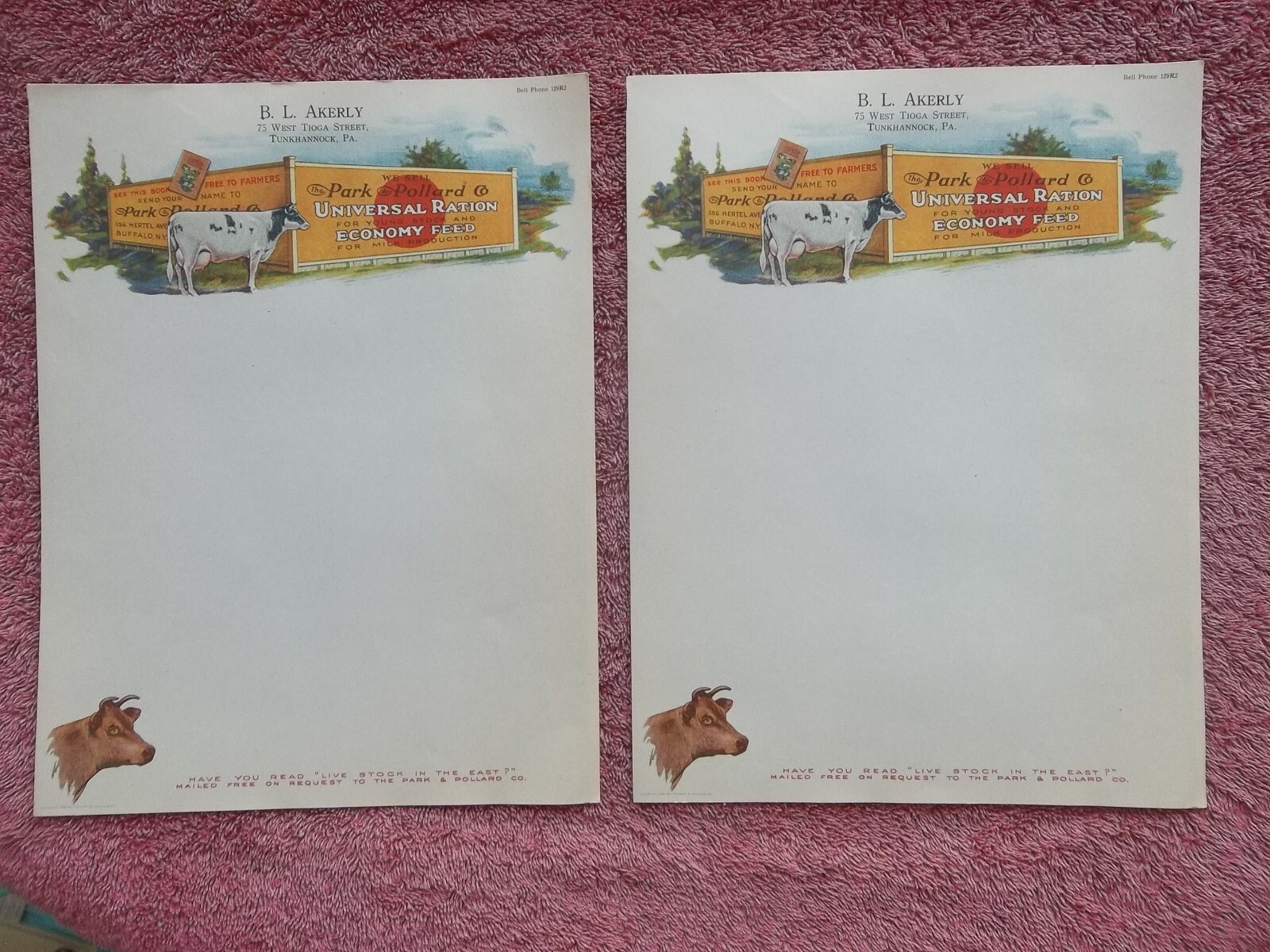PARK & POLLARD UNIVERSAL RATION ECONOMY FEED STATIONERY Tunkhannock PA COWS