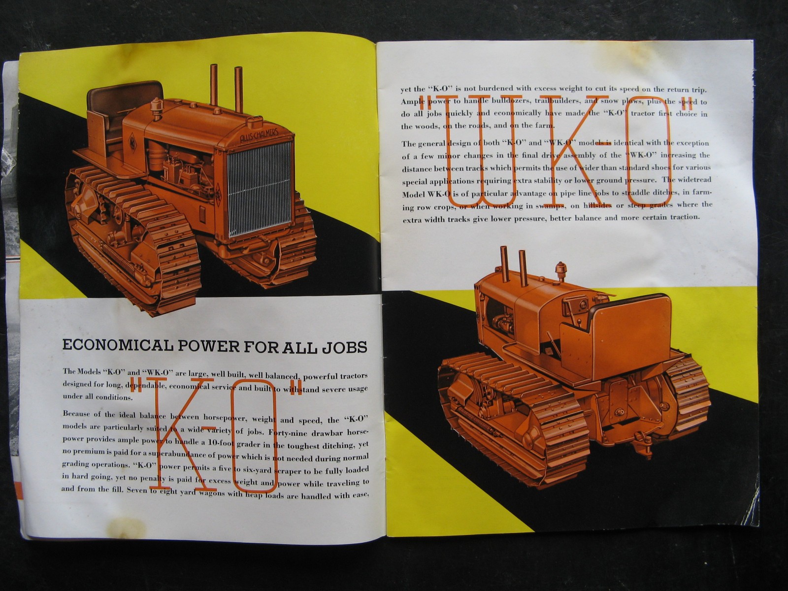 1936 ALLIS CHALMERS KO CRAWLER OIL TRACTOR Sales Booklet/Brochure DIESEL VINTAGE