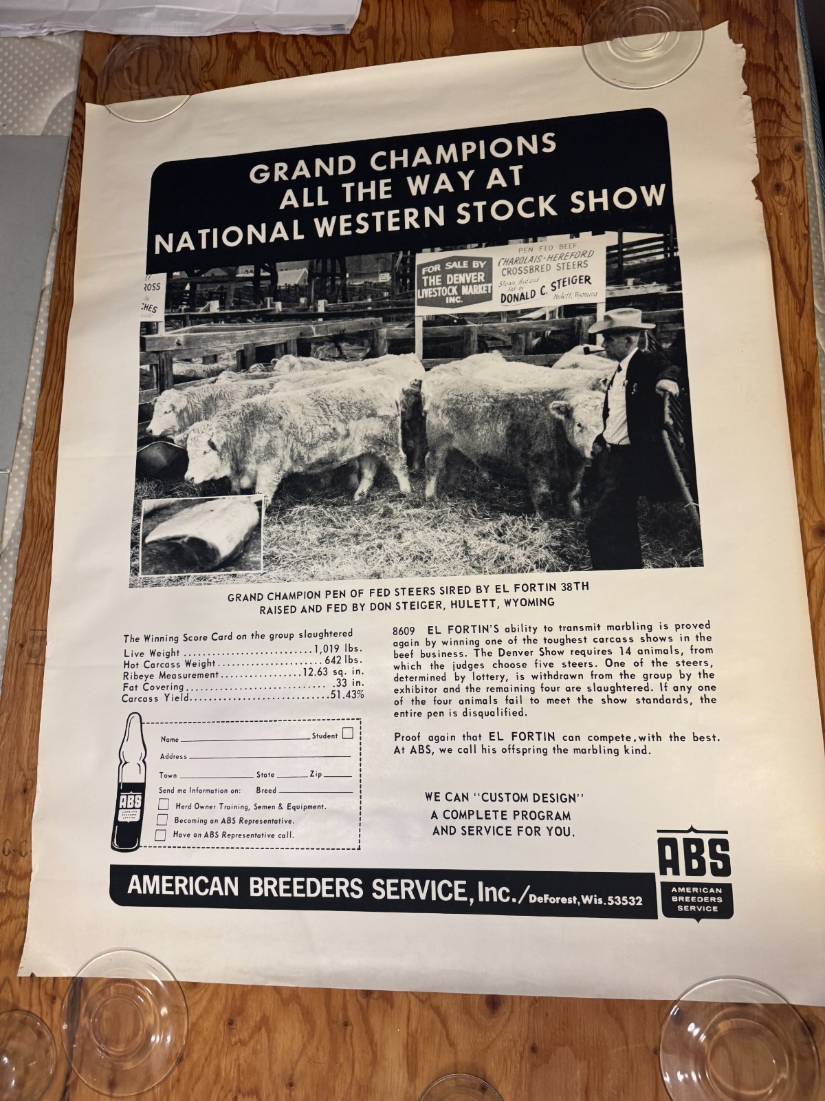 Vintage 1970 National Western Stock Show ABS American Breeders Service Ad Poster
