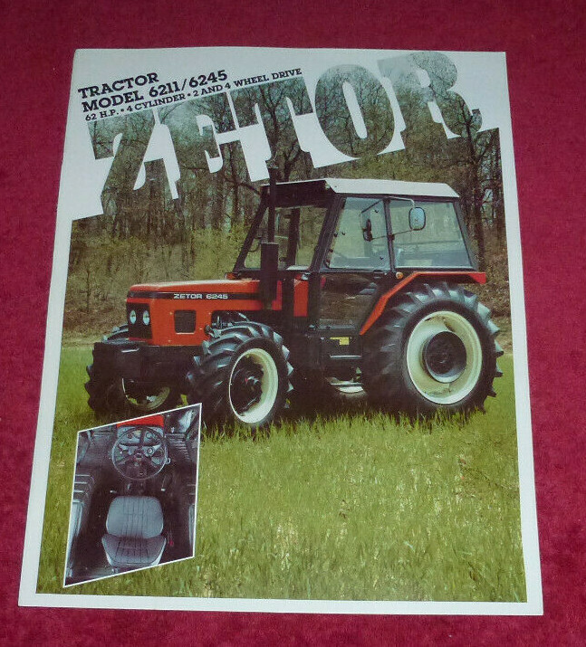 Zetor Tractor Model 6211 6245 4cy 62 HP 2 & 4 Wheel Drive Brochure