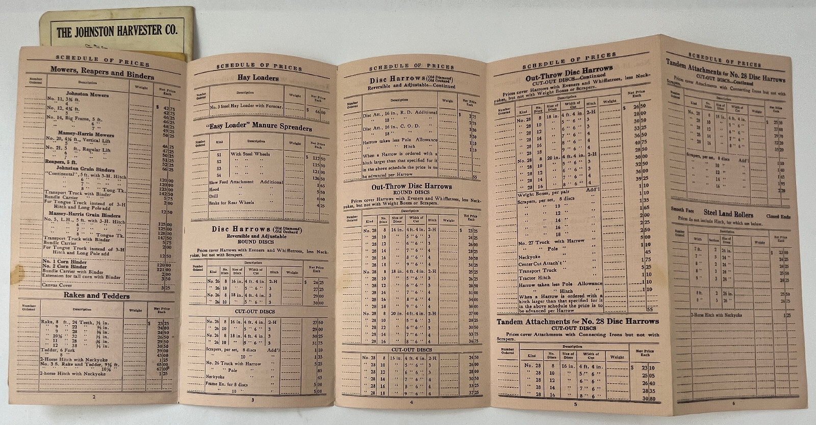 1912 &rsquo;17 3-Johnston Harvester Co Price List & Commission & Sale Contracts