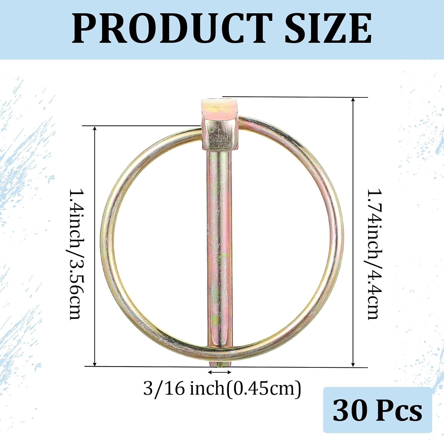 30 Pcs Lynch Pin Assortment Kit, 3/16&Prime; Linch Pin with Ring Trailer Coupler Pins