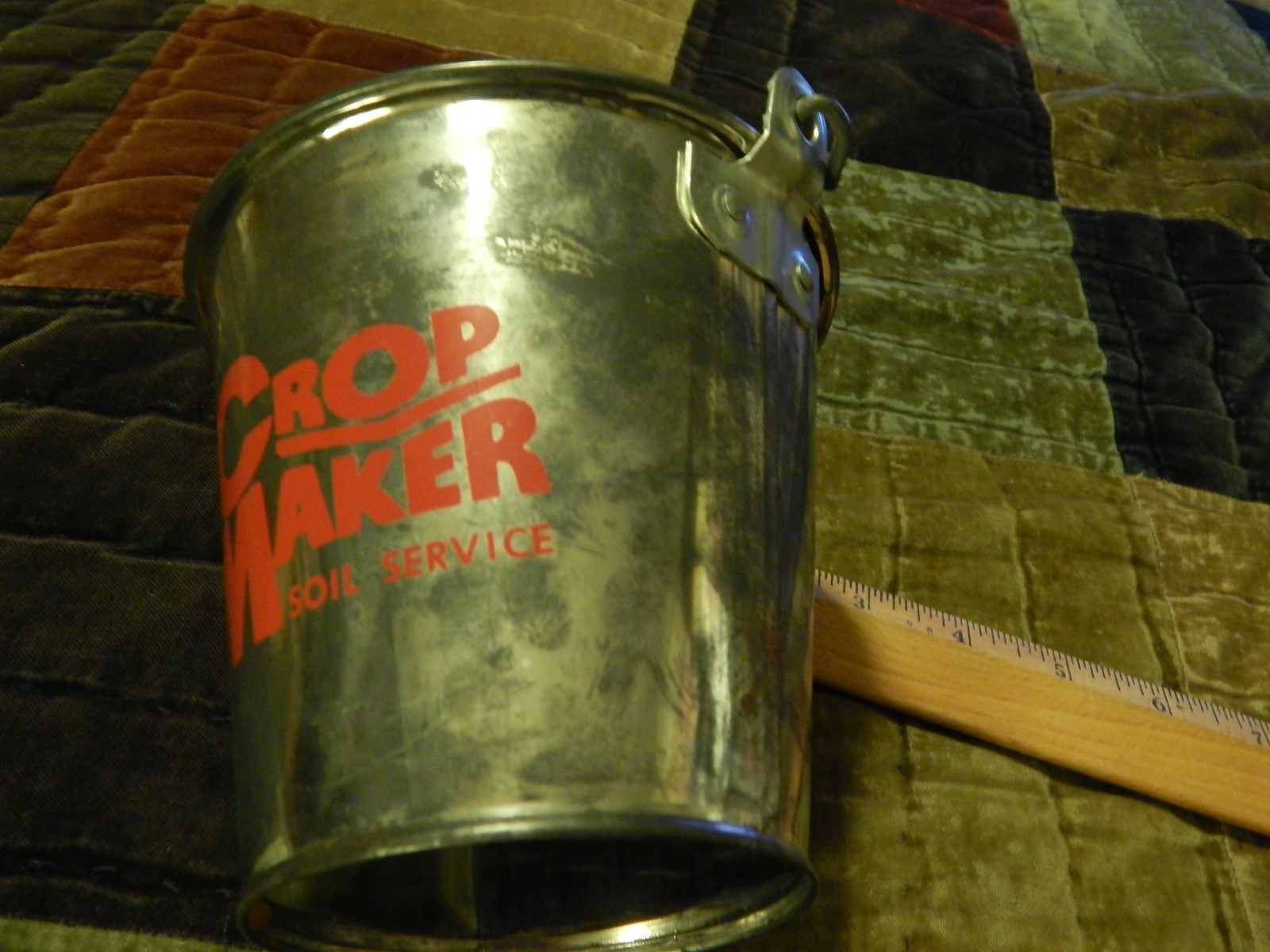 CROP MAKER Soil Service [est. 1964-&rsquo;99] Farm/Agriculture GLASS JAR + METAL PAIL