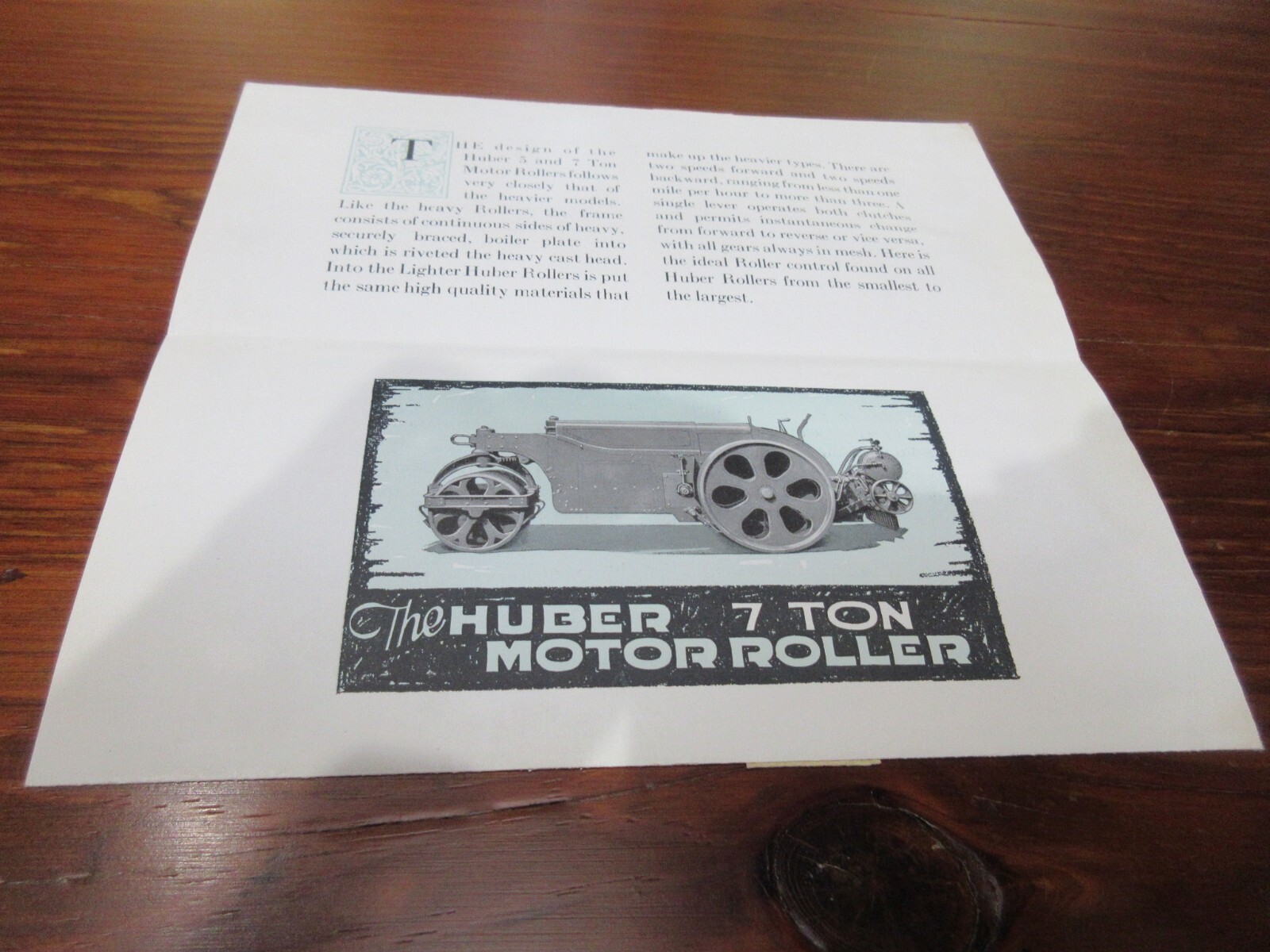 Huber 7 Ton Roller Flyer Brochure 2 Pages
