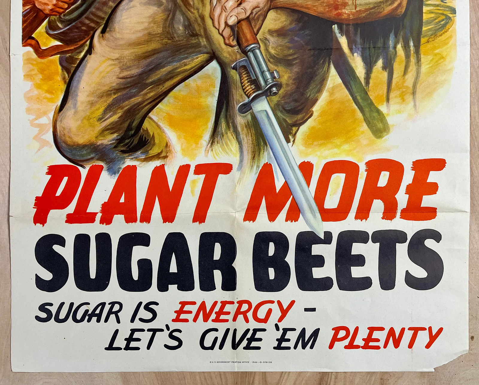 1944 Plant More Sugar Beets Sugar Is Energy Give Em Plenty USDA Poster WWII RARE
