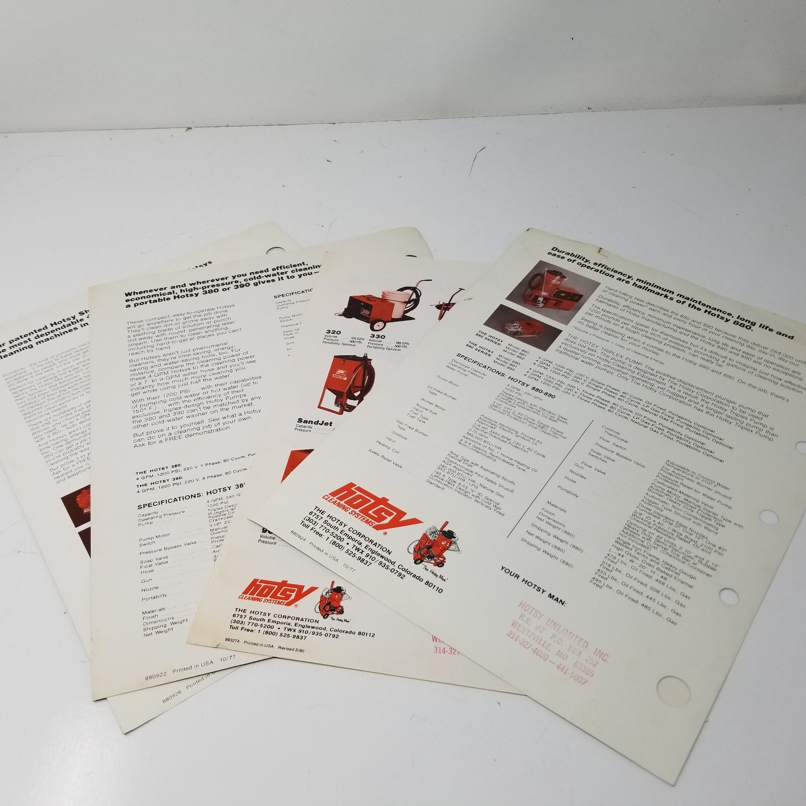 Hotsy Hotsys Cleaning Platforms Pressure Washers Sales Brochures Set of 4