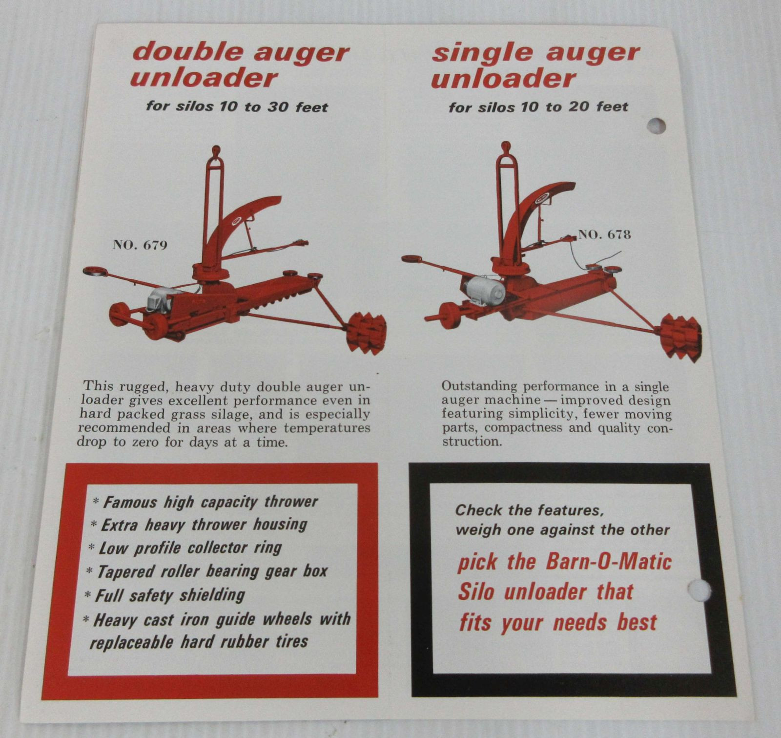 New Idea Barn-O-Matic Silo Unloaders Foldout Brochure