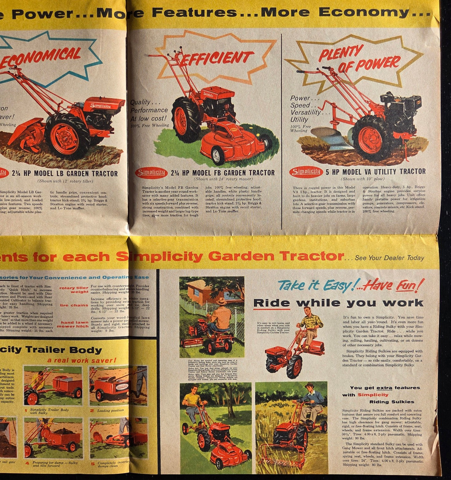 1950&rsquo;s SIMPLICITY TRACTOR&rsquo;s & ROTARY TILLER POSTER SIZE BROCHURE AWESOME!