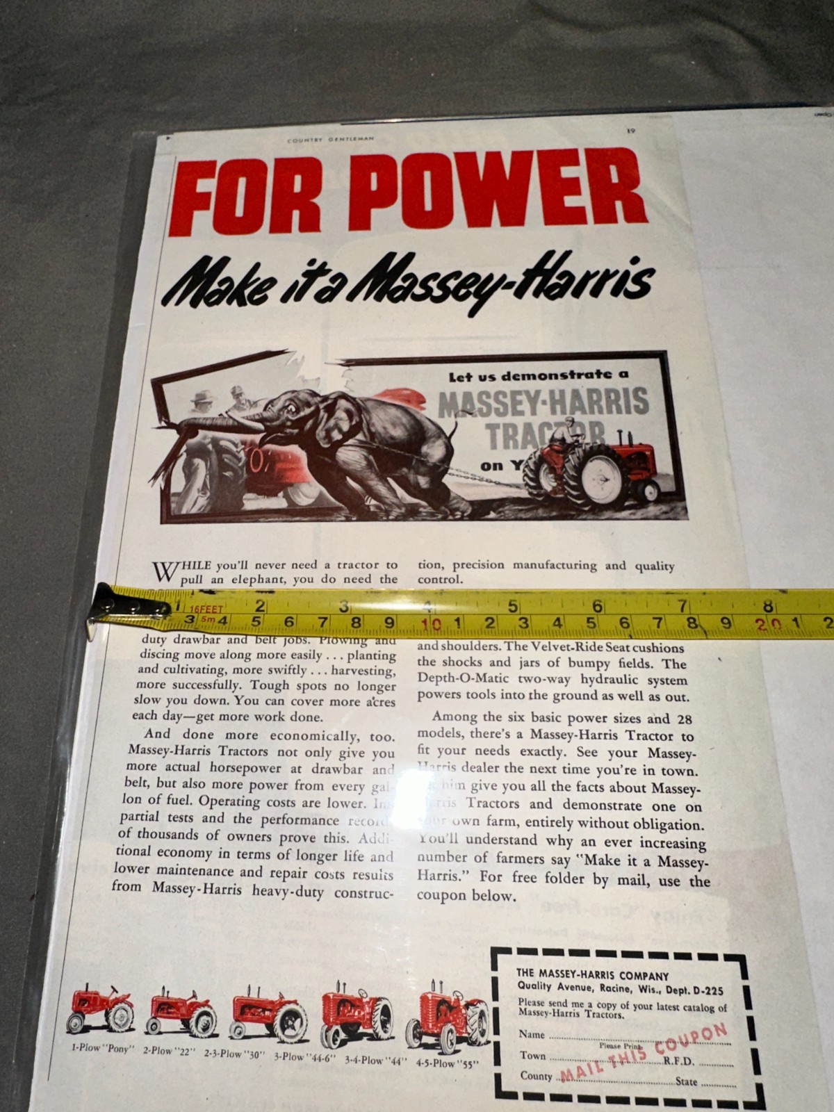 Vintage « For Power – Make It a Massey Harris » Tractor Ad