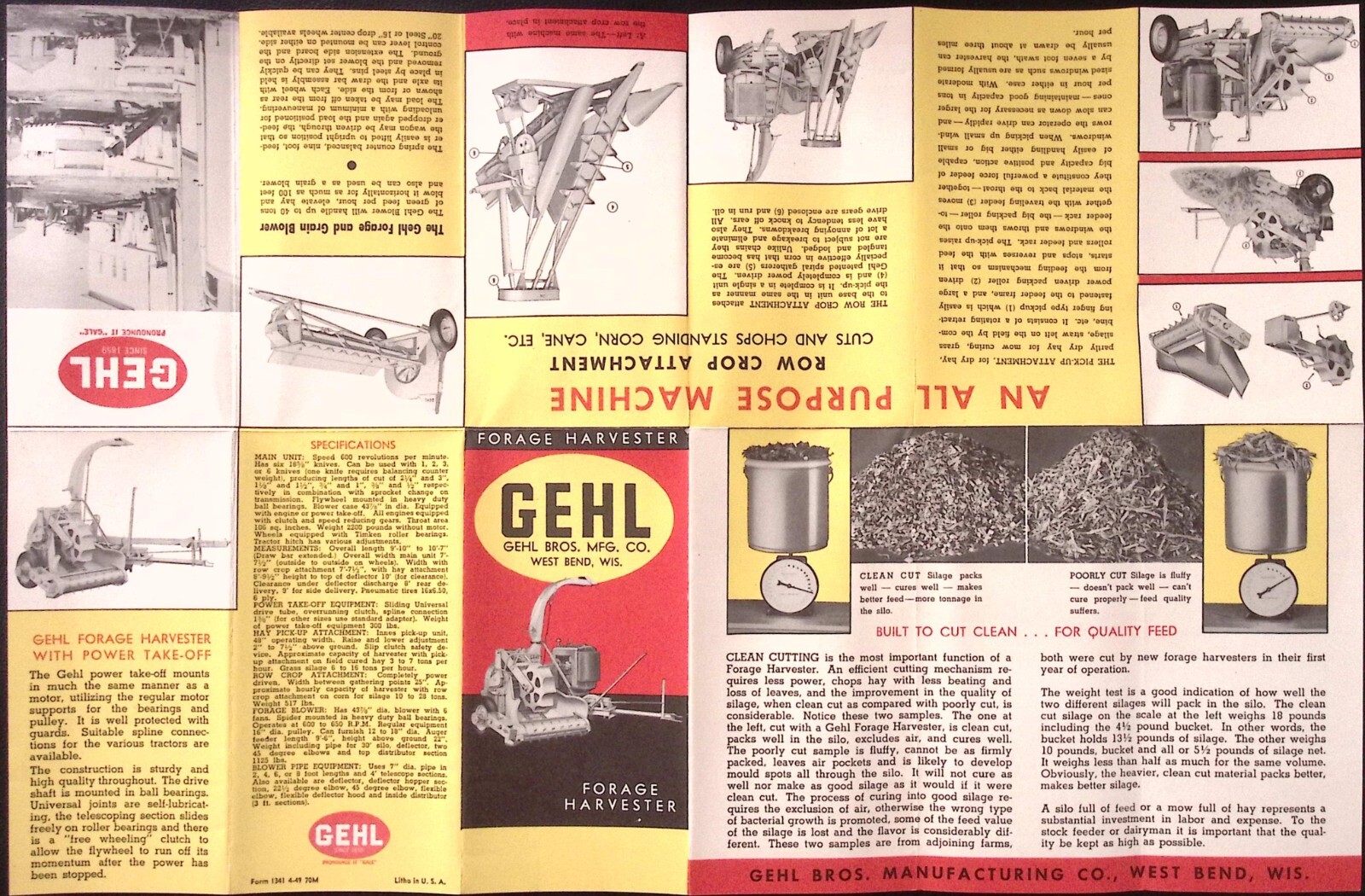 1949 Gehl Forge Harvester Dealer Brochure Sales Letter Gehl Brothers West Bend