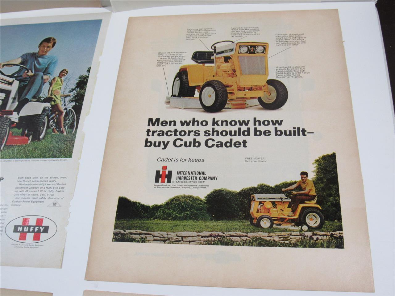 ORIGINAL VINTAGE ANTIQUE~ 1950s – 70s MIXED RIDE & PUSH LAWNMOWER ~ PRINT AD LOT