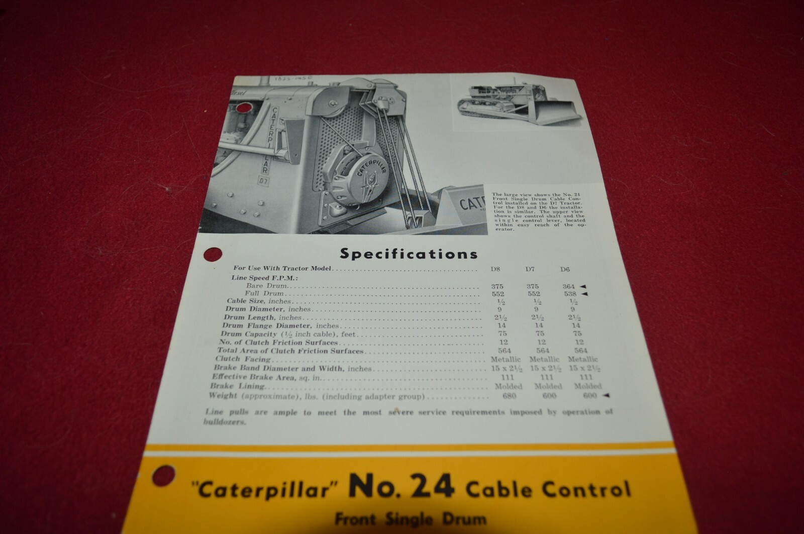 Caterpillar 24 Cable Control For 1949 Dealer&rsquo;s Brochure AMIL16