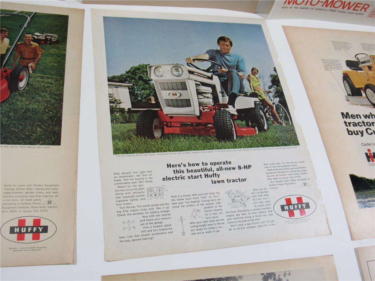 ORIGINAL VINTAGE ANTIQUE~ 1950s – 70s MIXED RIDE & PUSH LAWNMOWER ~ PRINT AD LOT