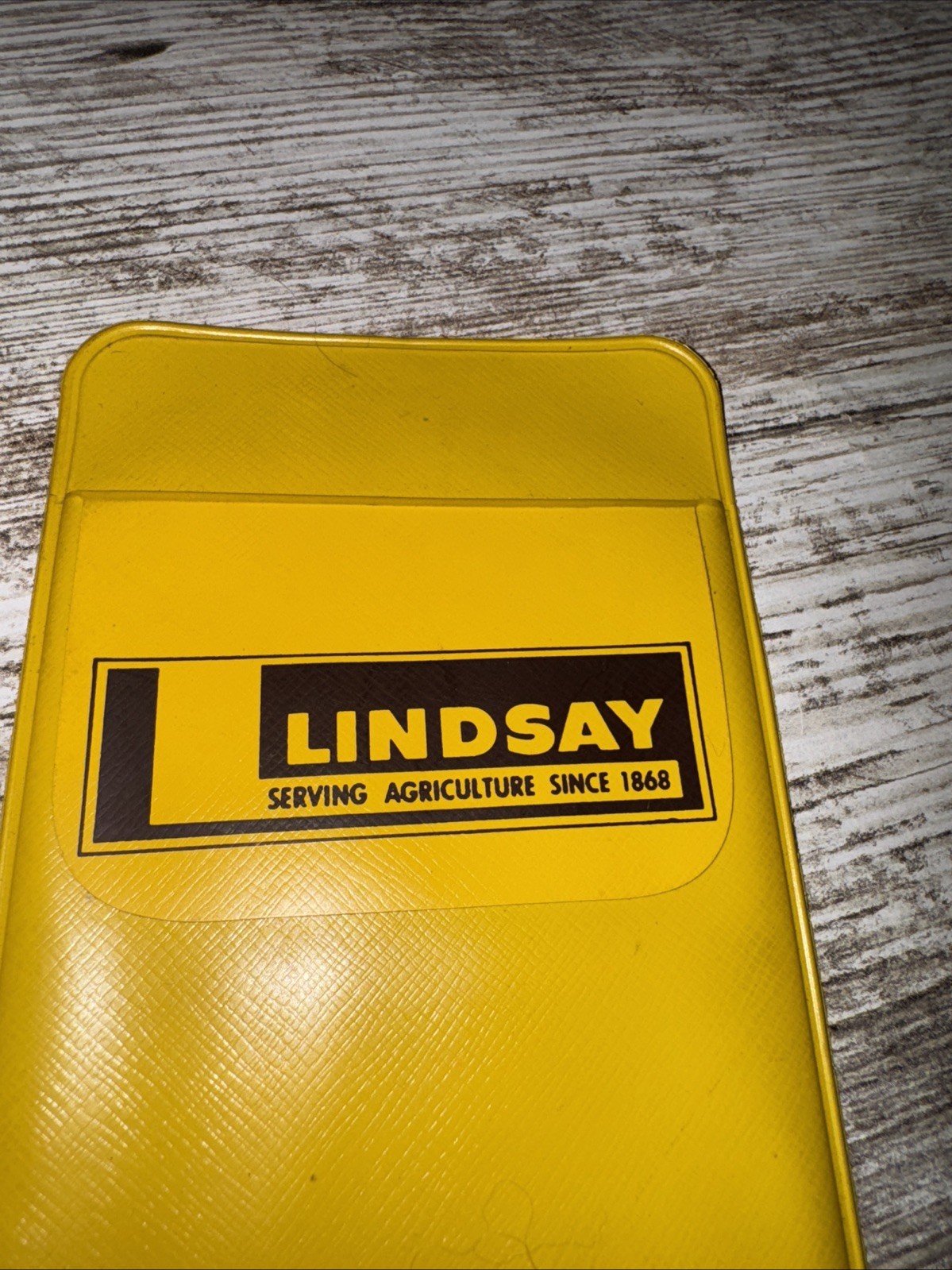 Vintage Lindsay Serving Agricultural Since 1868 Pocket Protector Yellow
