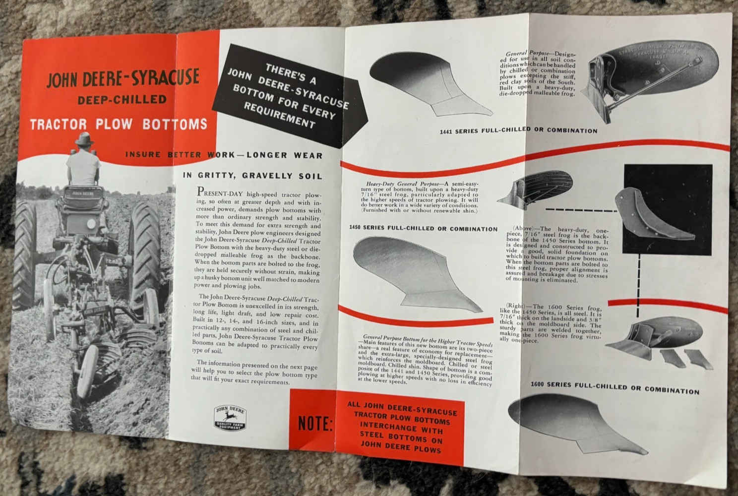 John Deere Syracuse Chilled Plow Bottoms For 1947 Brochure DCPA26
