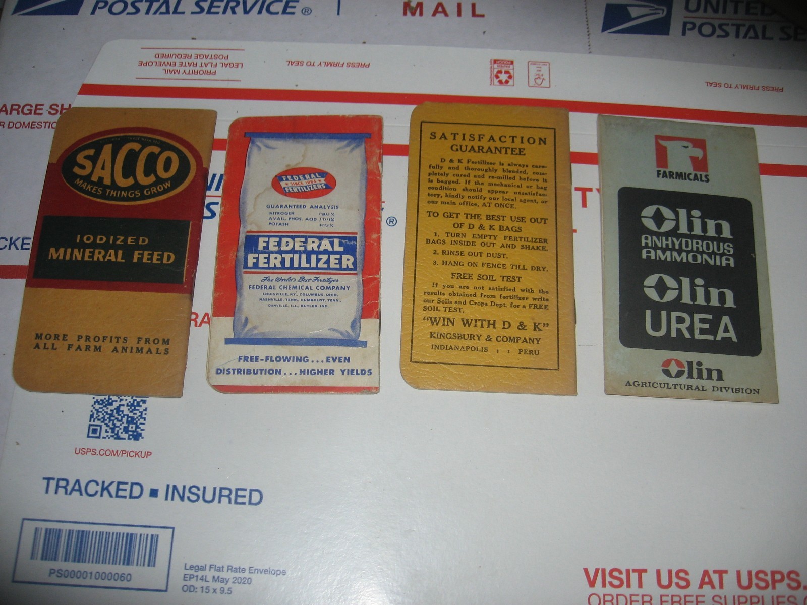 OLD FERTILIZER MEMO BOOKS FROM 1560&rsquo;s {4} SACCO, AMMO-PHOS, FEDERAL, D&K