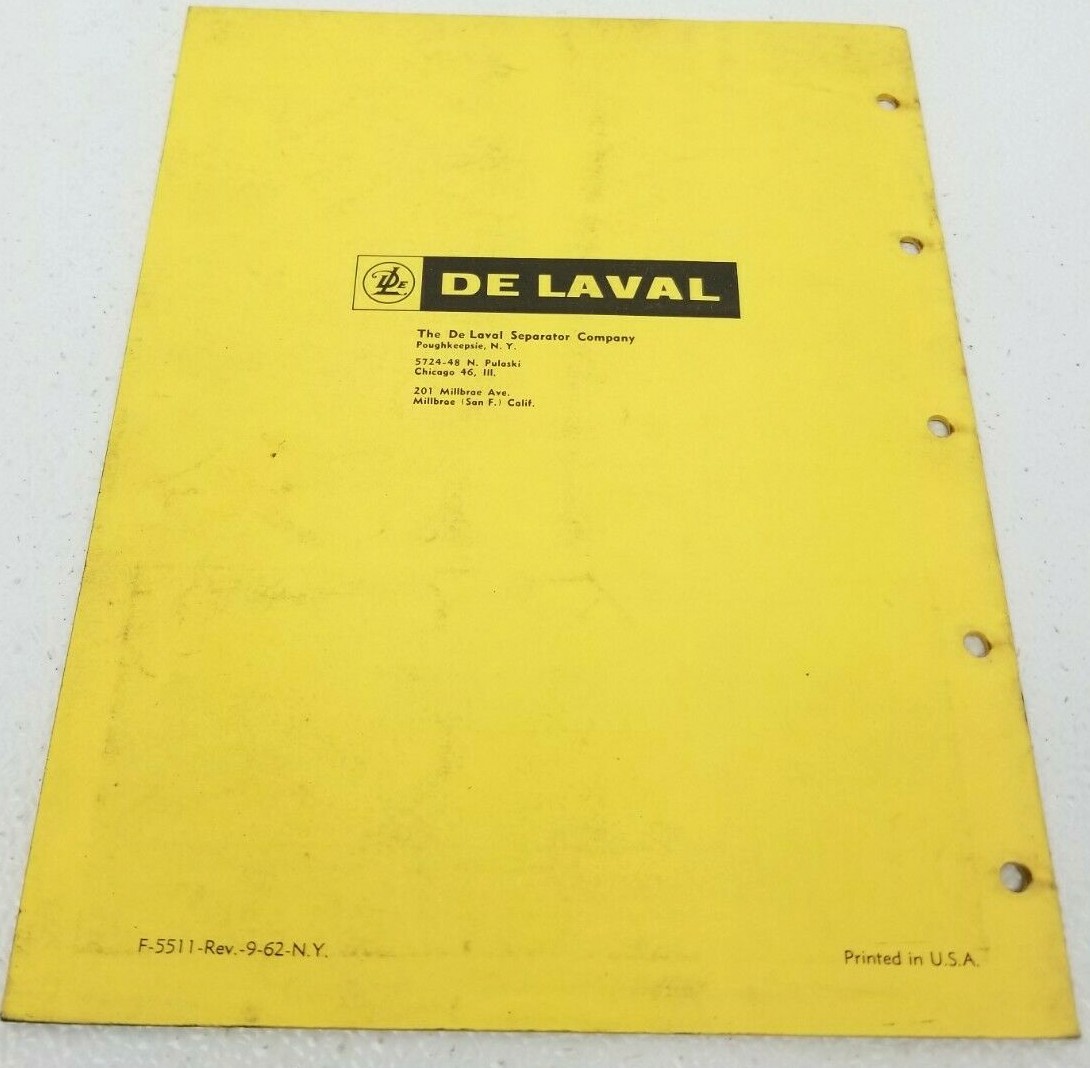 1962 DeLaval PARTS PRICE LIST Milker Water Heater Separator 8.5&Prime;x 11&Prime; Cow Dairy