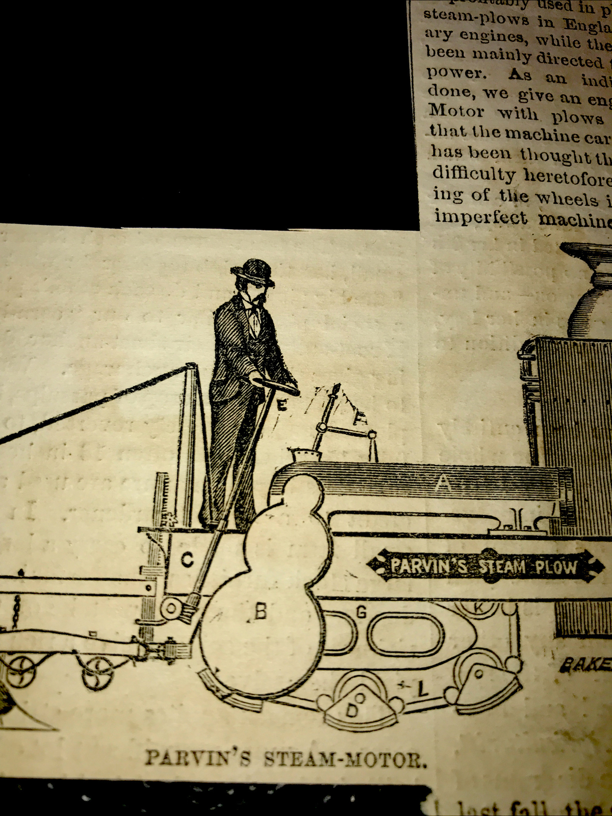 ORIGINAL 1873 Parvin’s Steam Motor Plow Farm Engraving Advertising & Article