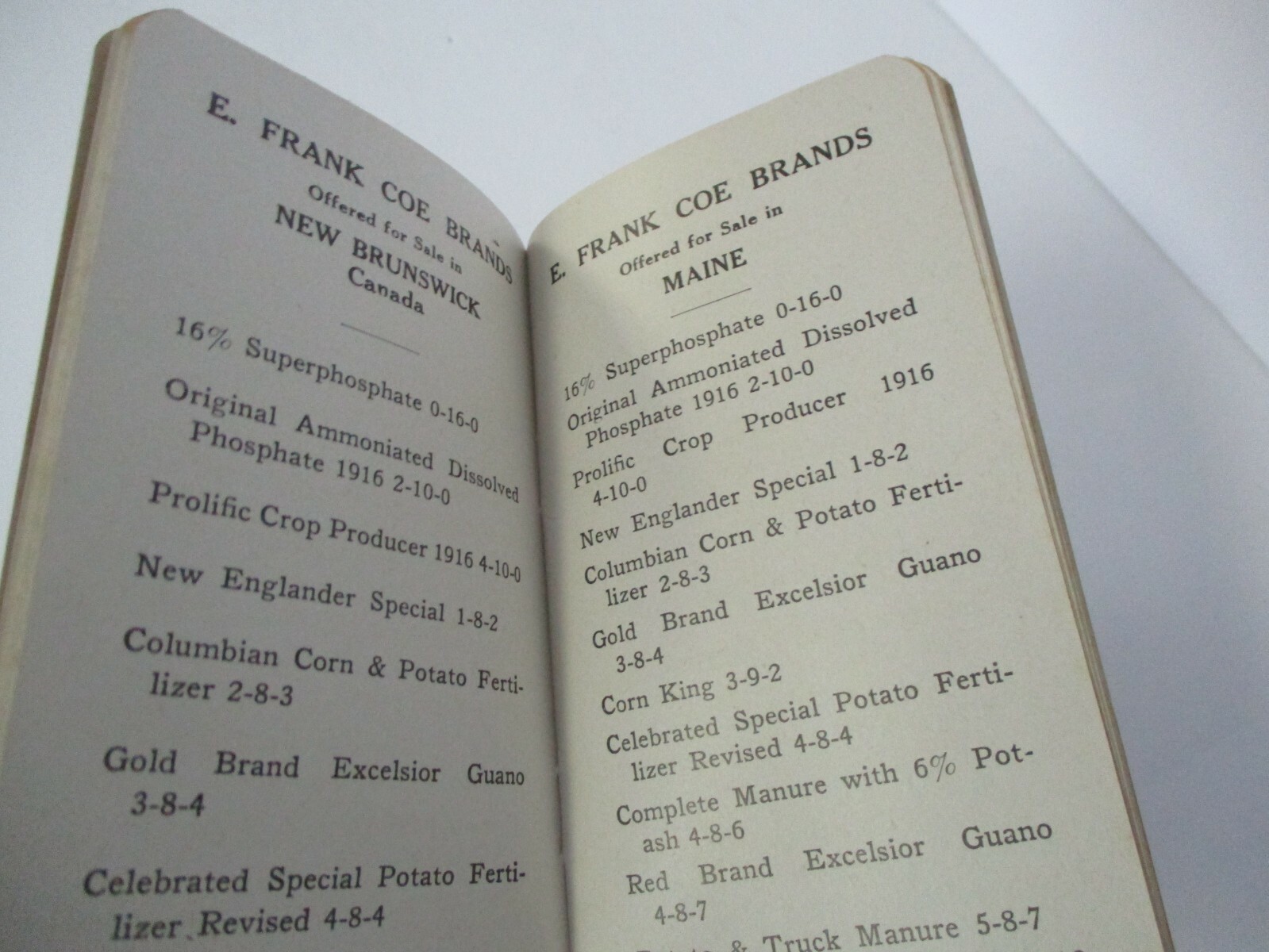 COE-MORTIMER FERTILIZERS Advertising Memo Booklet, 1919