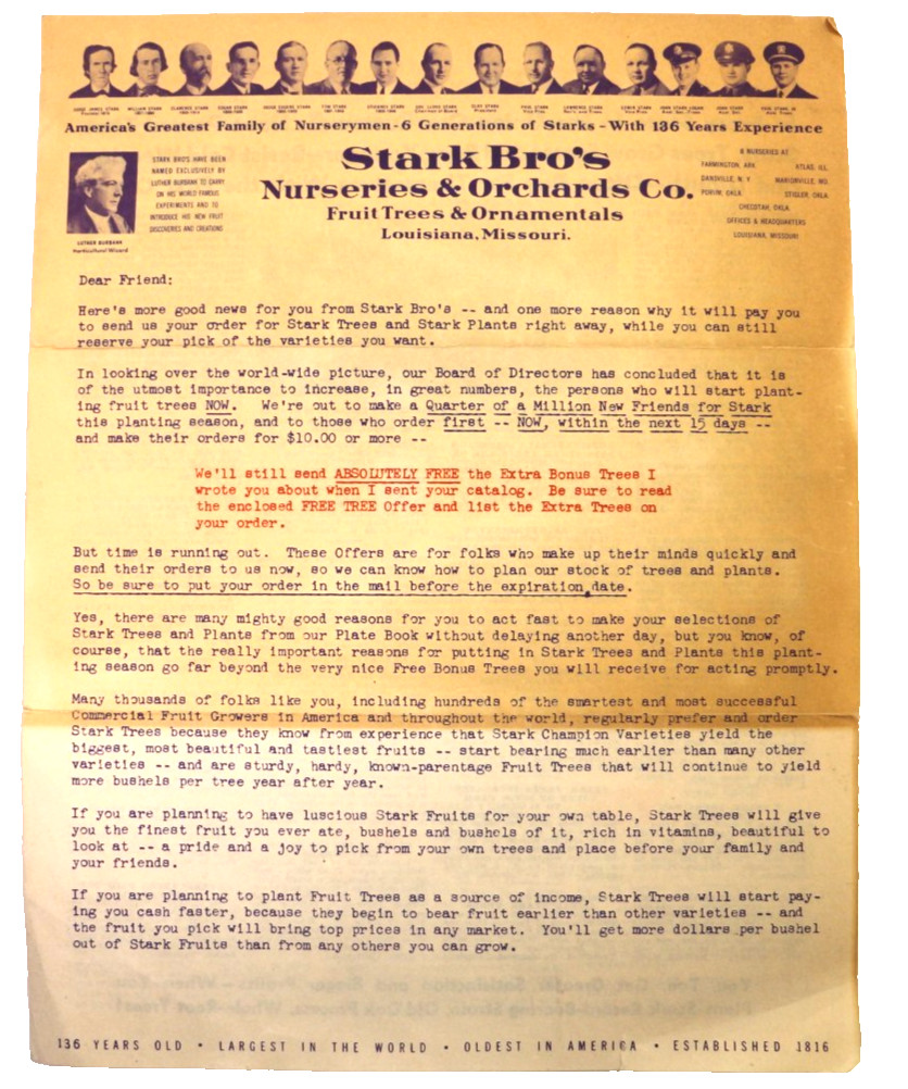 1950s Stark Bro&rsquo;s Nurseries & Orchards Co. Marketing Circular Catalog
