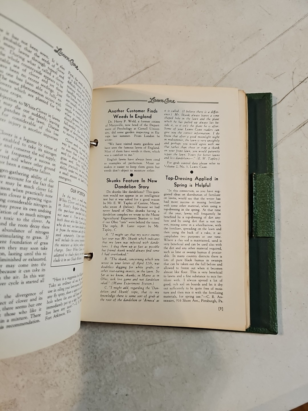 Vintage Scotts Lawn Care Binder Copyright 1942 O M Scott & Sons Co Marysville OH