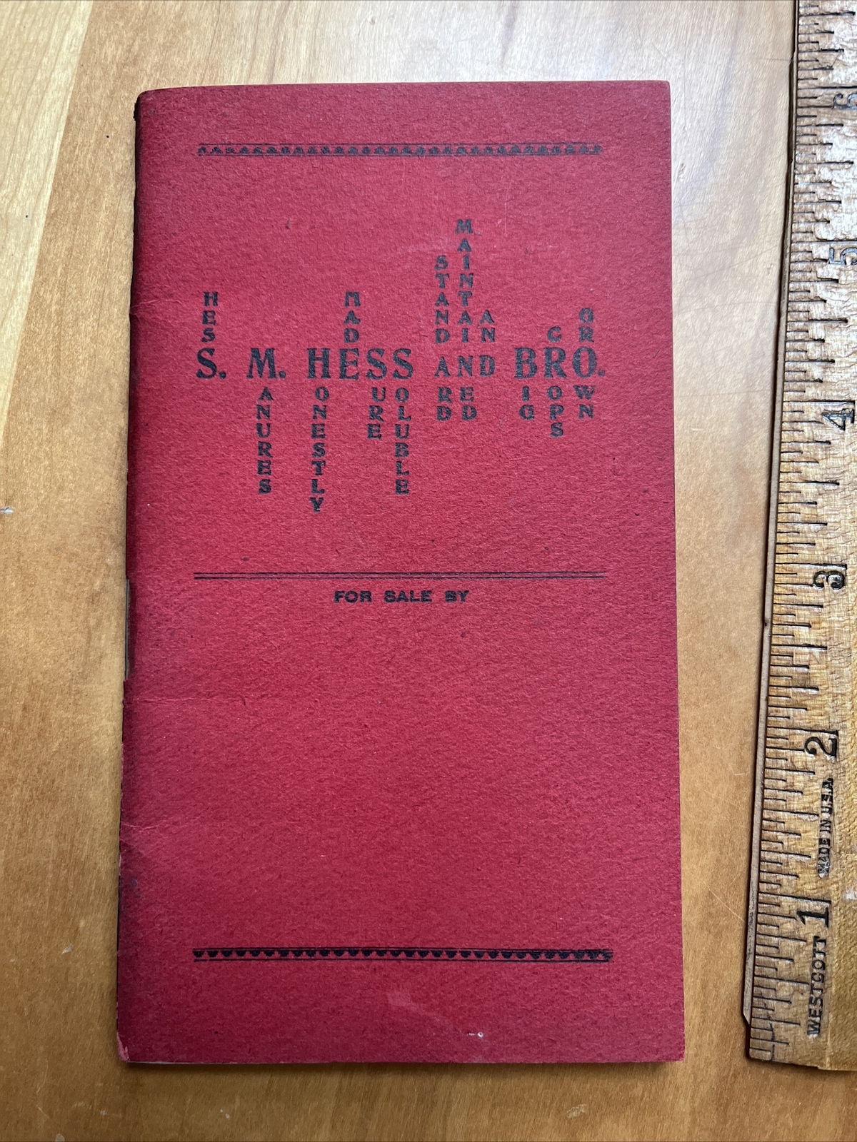 S. M. Hess Fertilizers Manure Pocket Guide Philadelphia 1900 PB Calendar, Ads