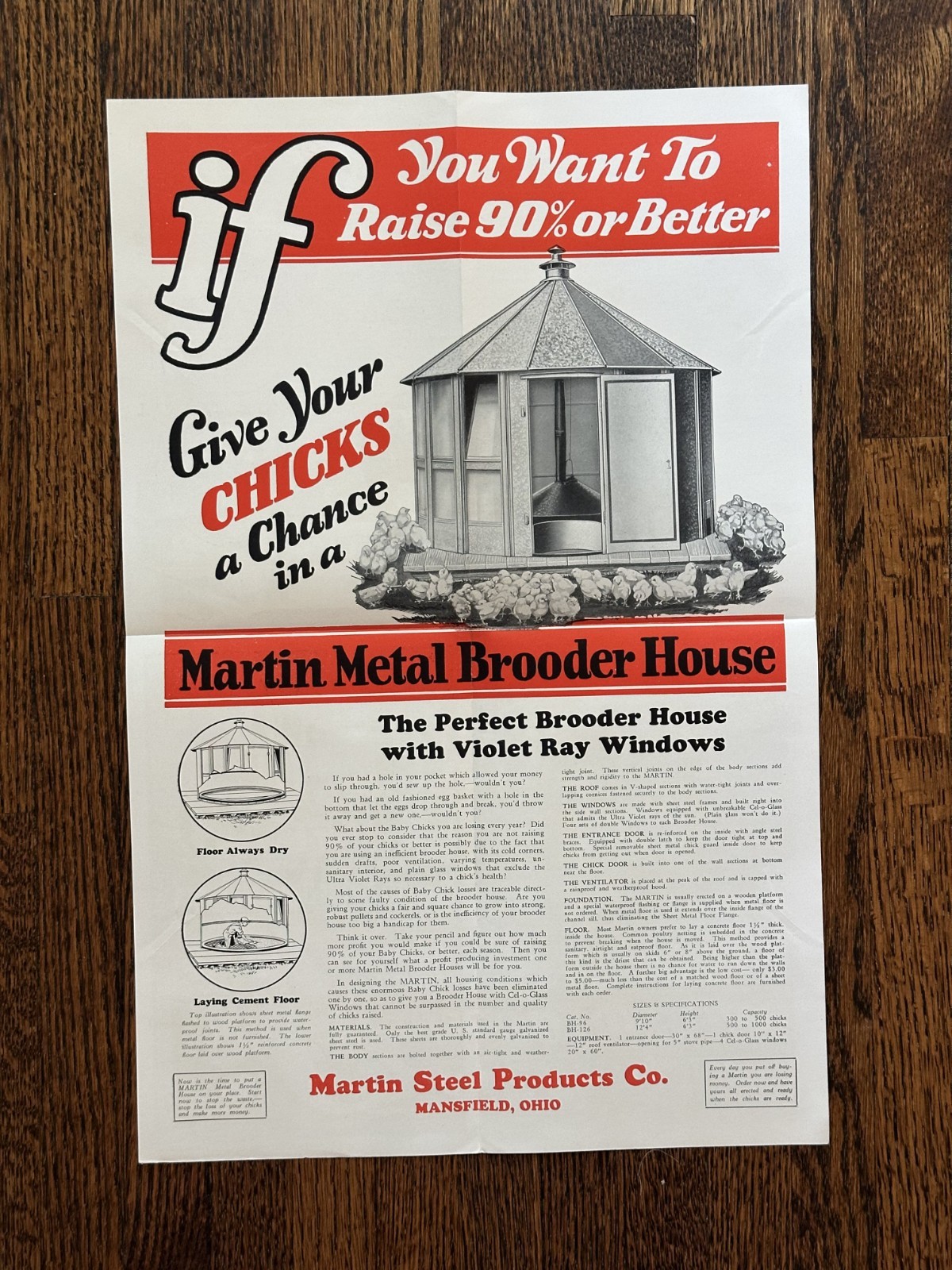 1930s Martin Poultry CHICKEN Brooder House FARM Advertising Mansfield OH Vintage