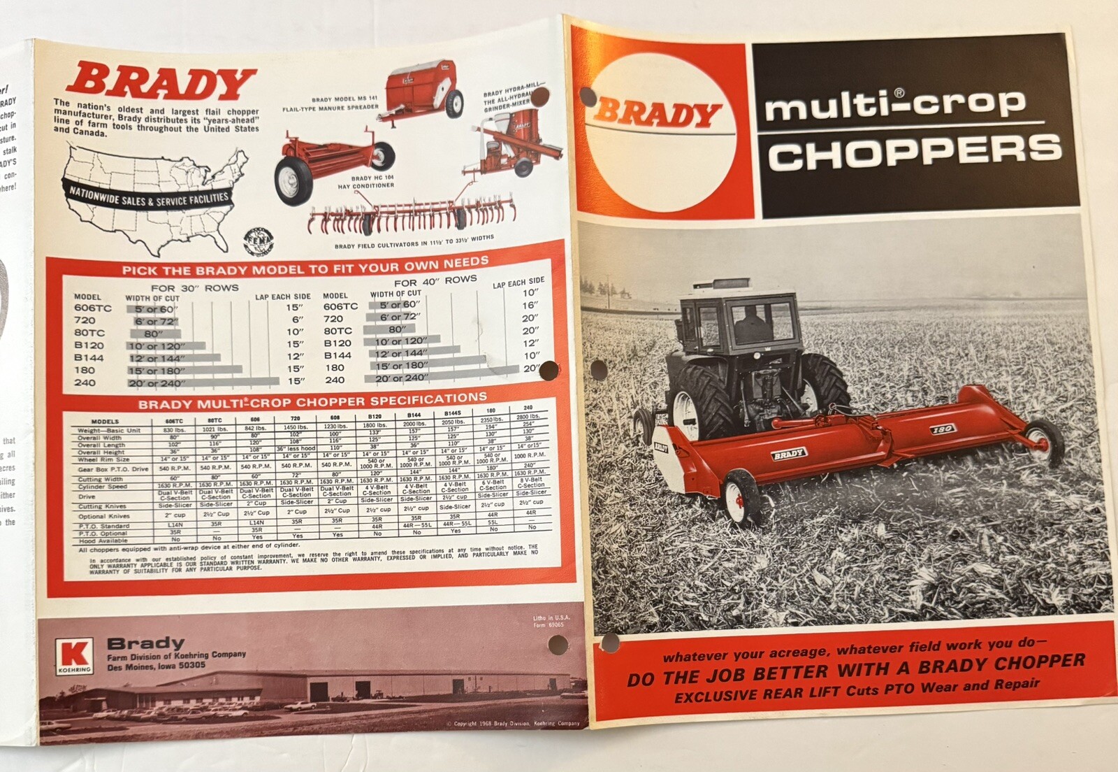 Vintage Brady Multi-Crop Choppers Dealer Sales Brochure Showroom Catalog