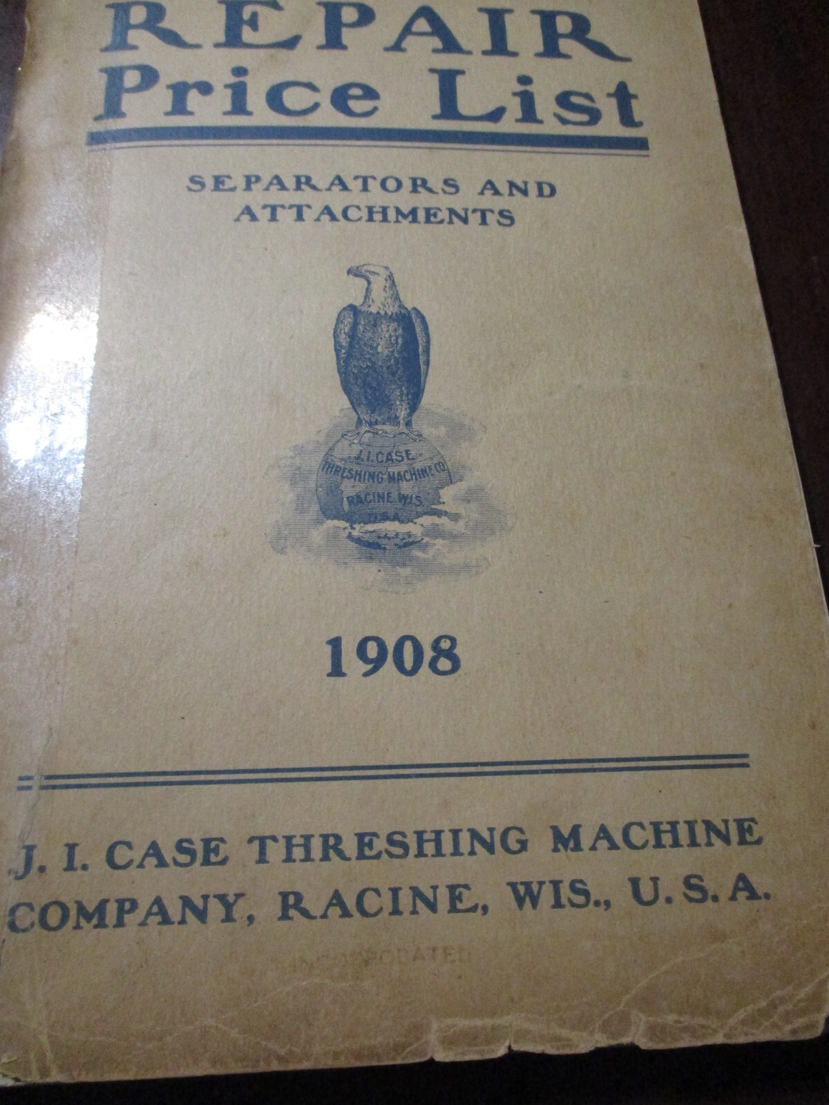 Case Threshing Machines Repair Parts Price List 1908