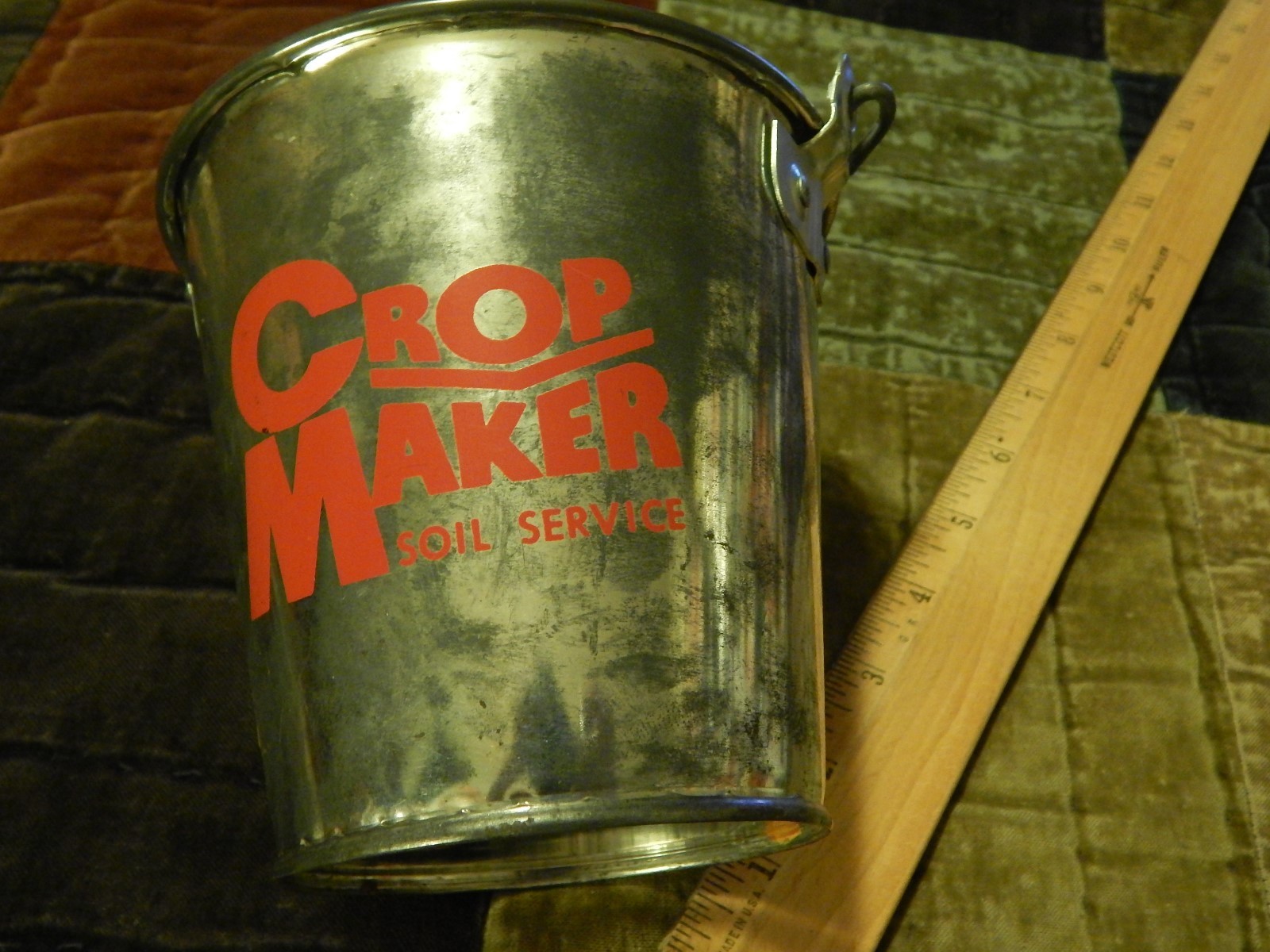 CROP MAKER Soil Service [est. 1964-&rsquo;99] Farm/Agriculture GLASS JAR + METAL PAIL