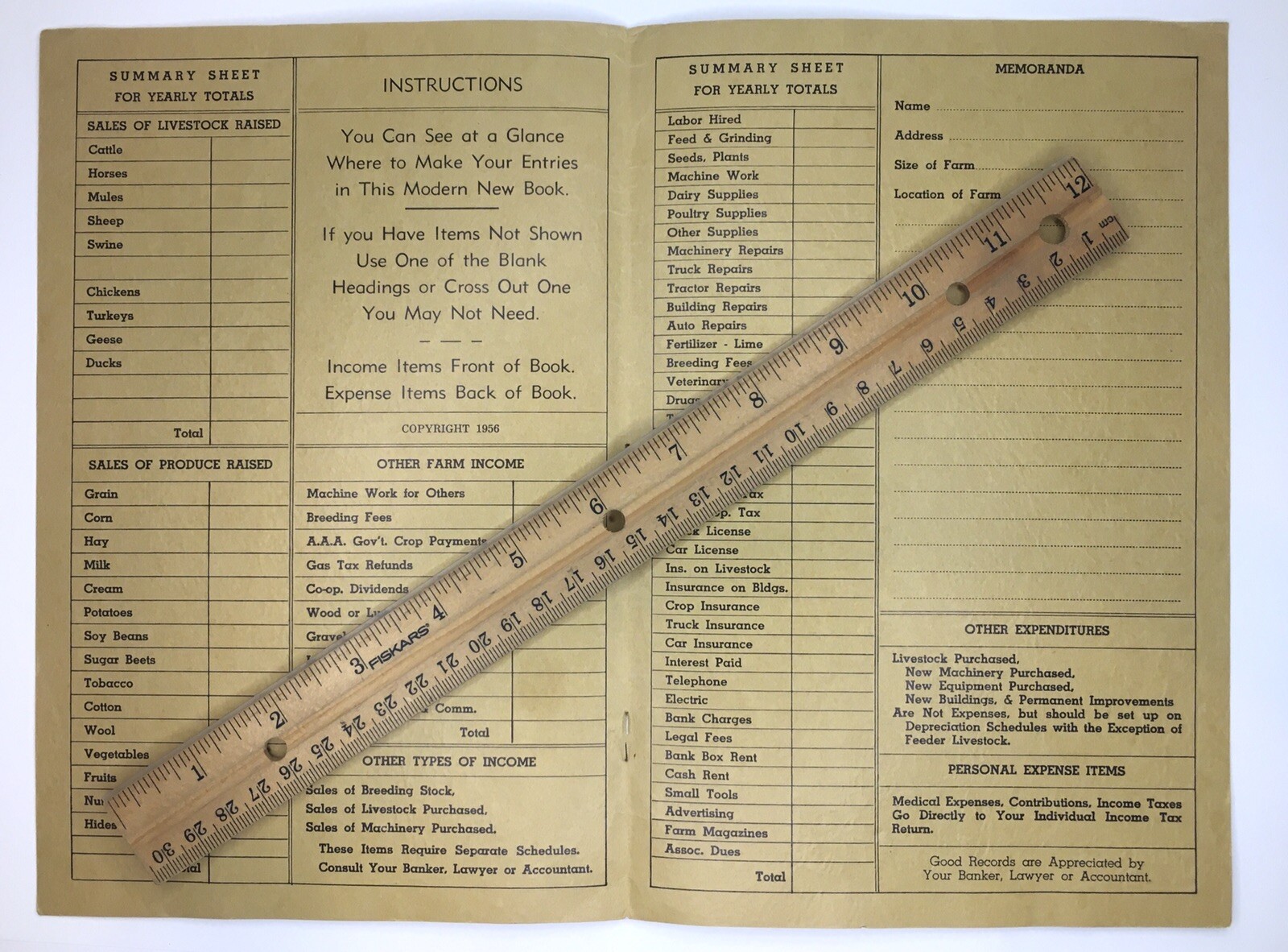 1956 Firestone Farmers Friend Income and Expenditure Record Keeper / Tracker