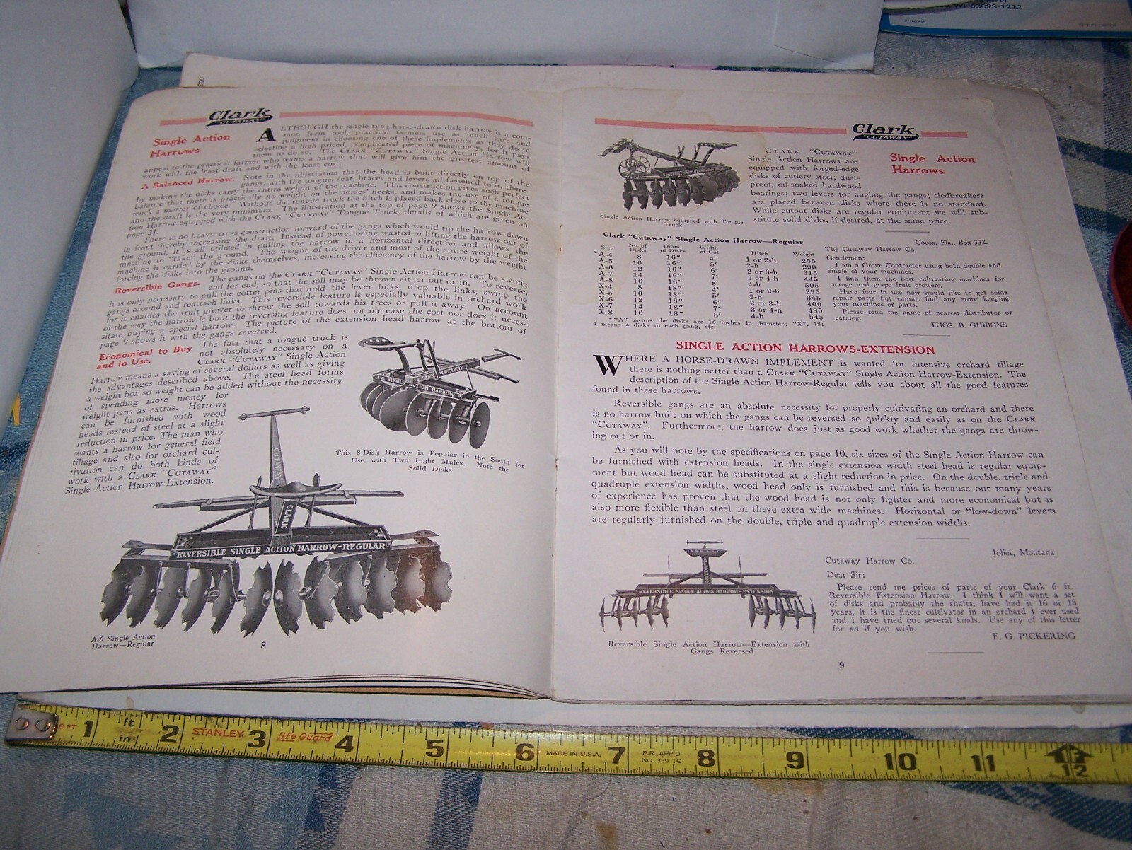 CLARK CUTAWAY Farm Implement Sales Catalog Horse Drawn Tractor Sulky Disc Harrow