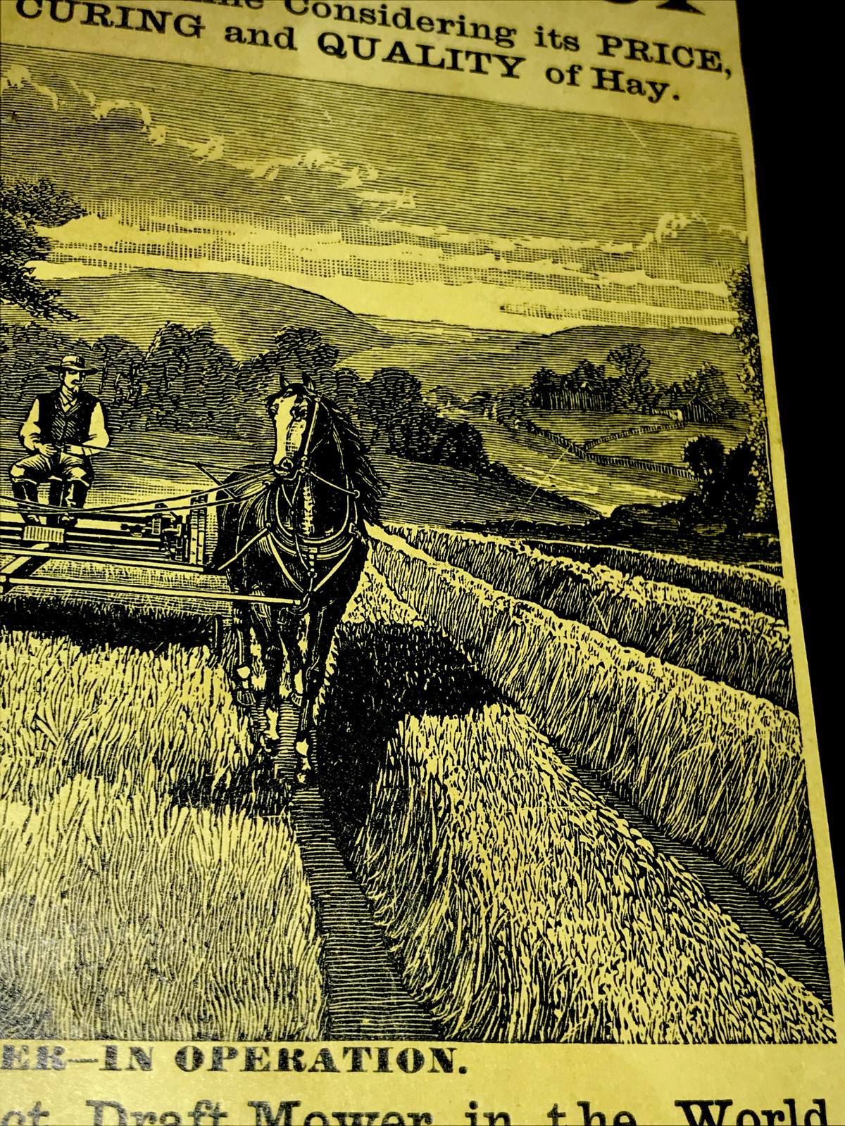 1886 Eureka Mower Farm Implements Engraving Advertising – Utica – New York