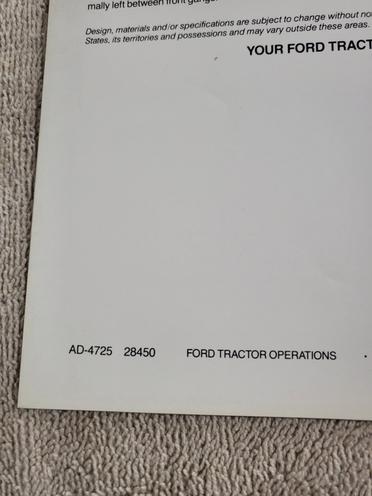 1984 Vintage Ford 200-251 Disk Harrow BROCHURE Tractor on Cover: TW-15 Troy, MI.