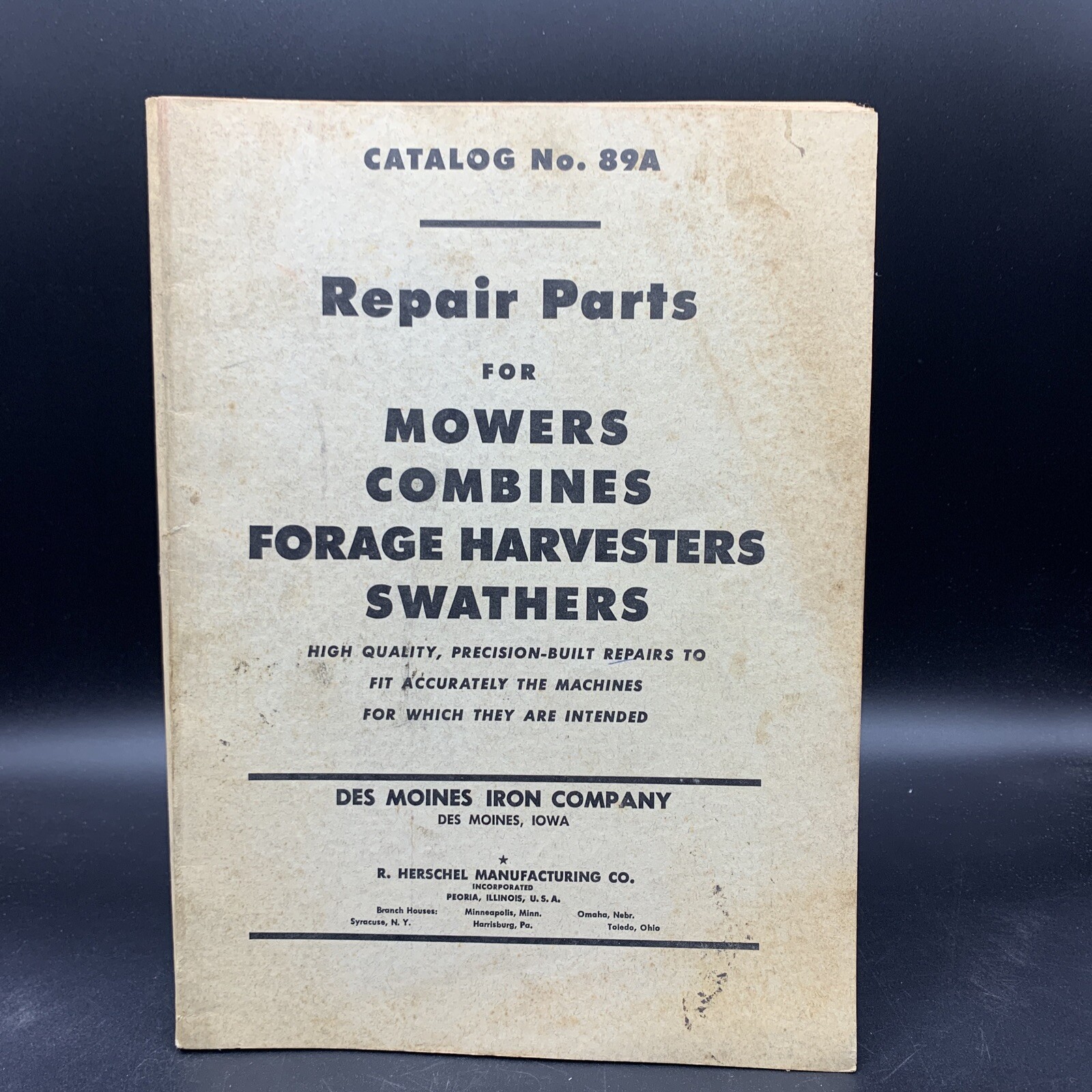 1959 Des Moines Iron Co Repair Parts Catalog Mowers/Combines/Swathers/Harvester