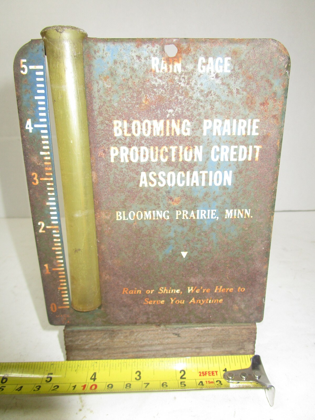 Vintage Blooming Prairie Production Credit Association Minnesota MN Rain Gauge