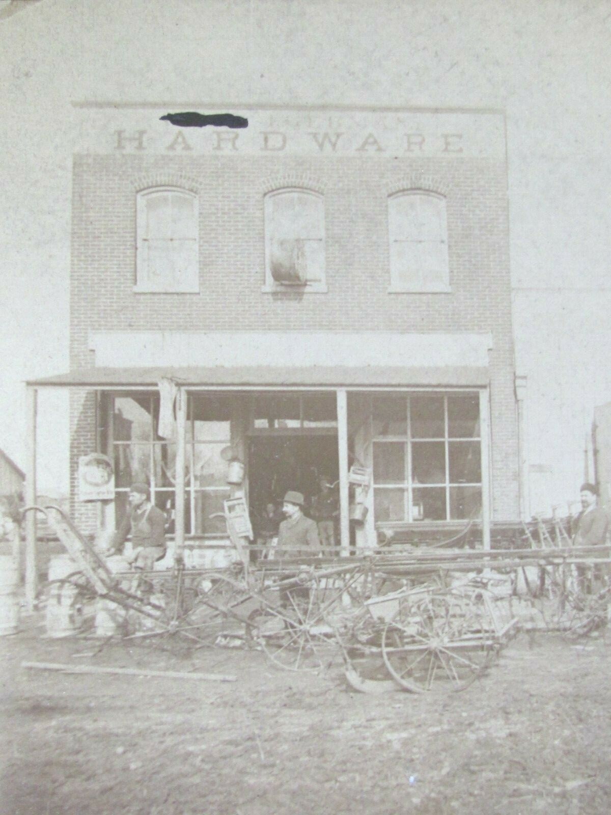 C 1889 PHOTO CABINET CARD J.GERMAN HARDWARE & FARM IMPLEMENT STORE PRINCEVILLE I