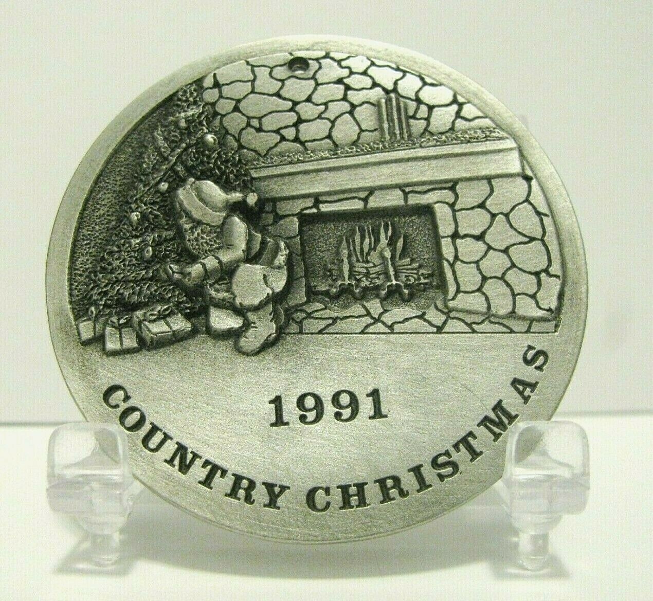 Spec Cast 1991 COUNTRY CHRISTMAS Pewter Xmas Ornament Santa&rsquo;s Visit Limited Ed
