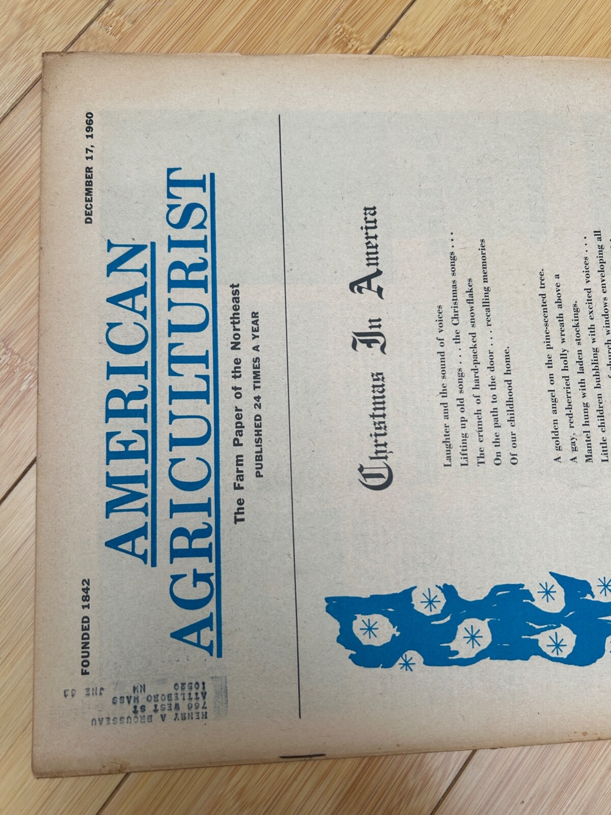 DEC 17 1960 AMERICAN AGRICULTURIST MAGAZINE THE FARM PAPER ATLANTIC CHRISTMAS