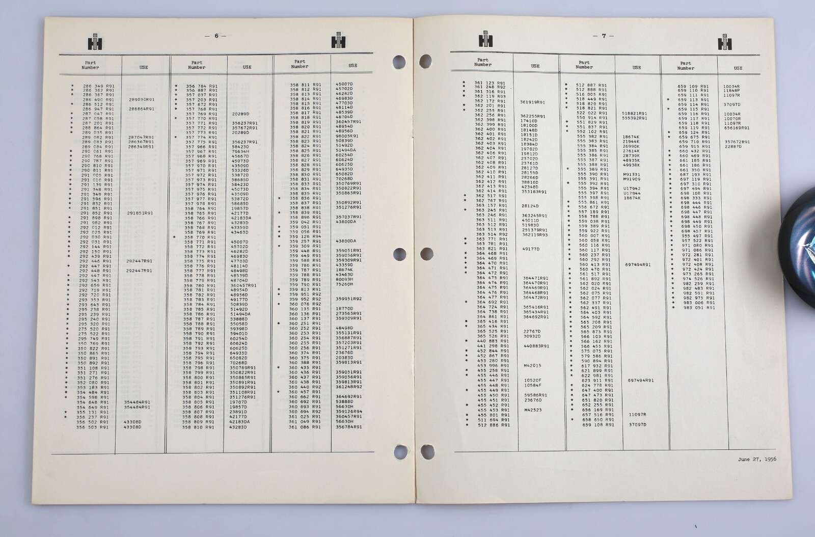 Vintage 1956 International Harvester SD-96/56 Advance Parts List 8 Pages