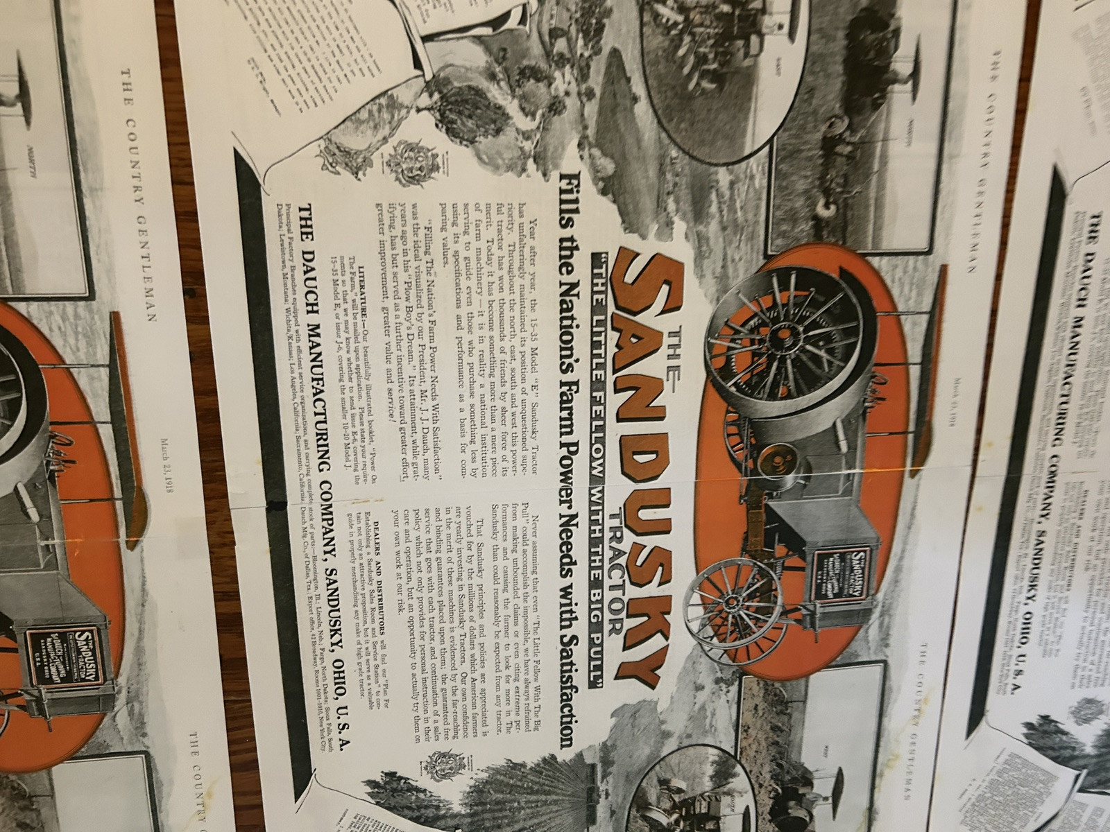 Vintage Advertisement 3x Sandusky Tractor “the Little Fellow With The Big Pull”