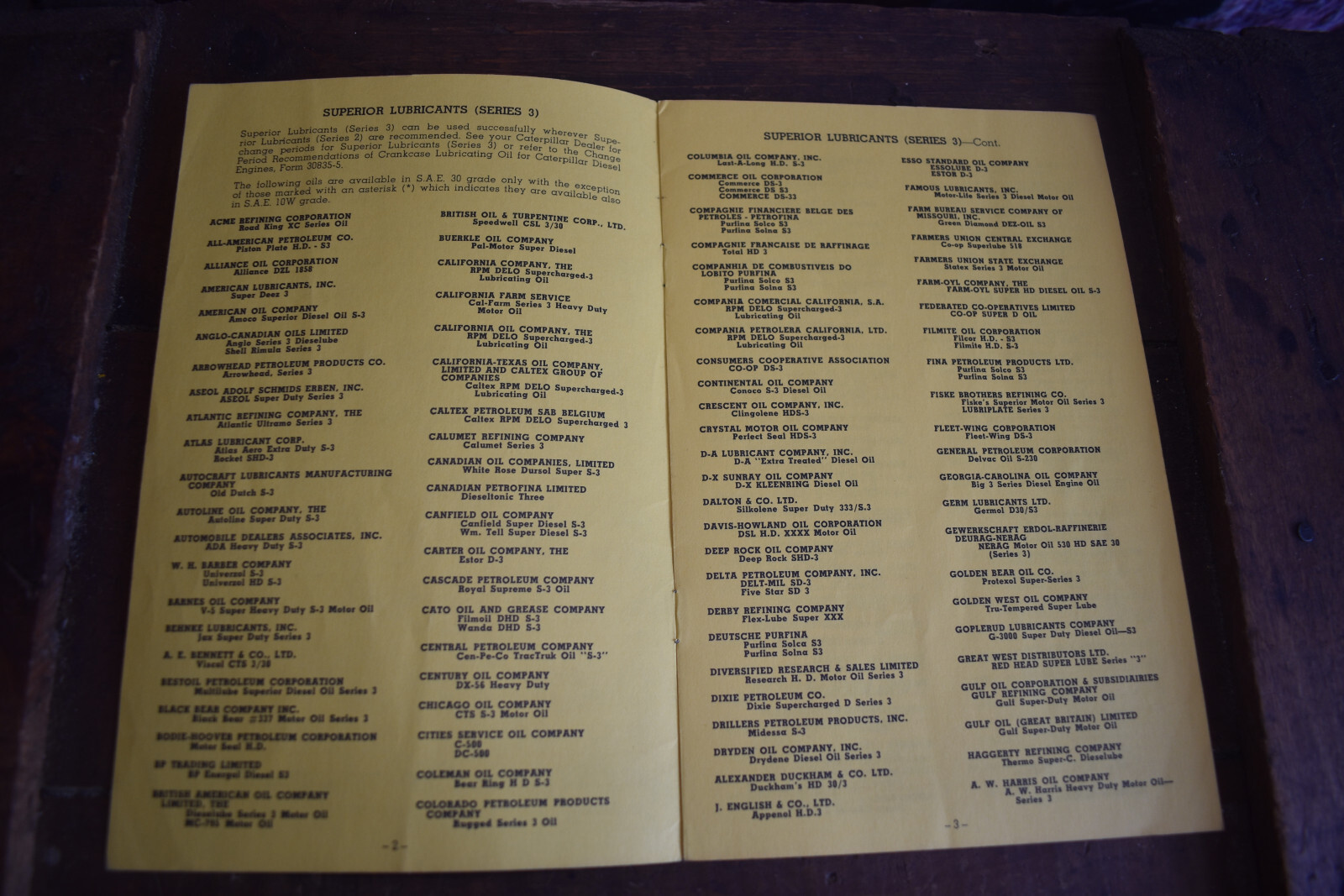 VIntage 1956 Caterpillar Diesel Engines Superior Lubricants Guide Brochure