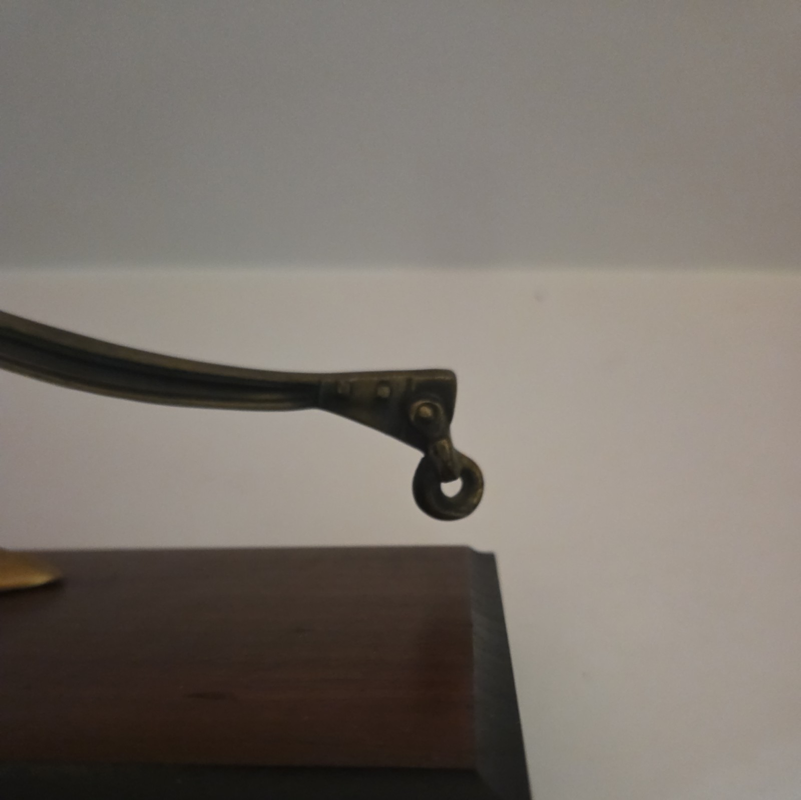 Vintage Brass Plow On Wooden Stand 10 Inches