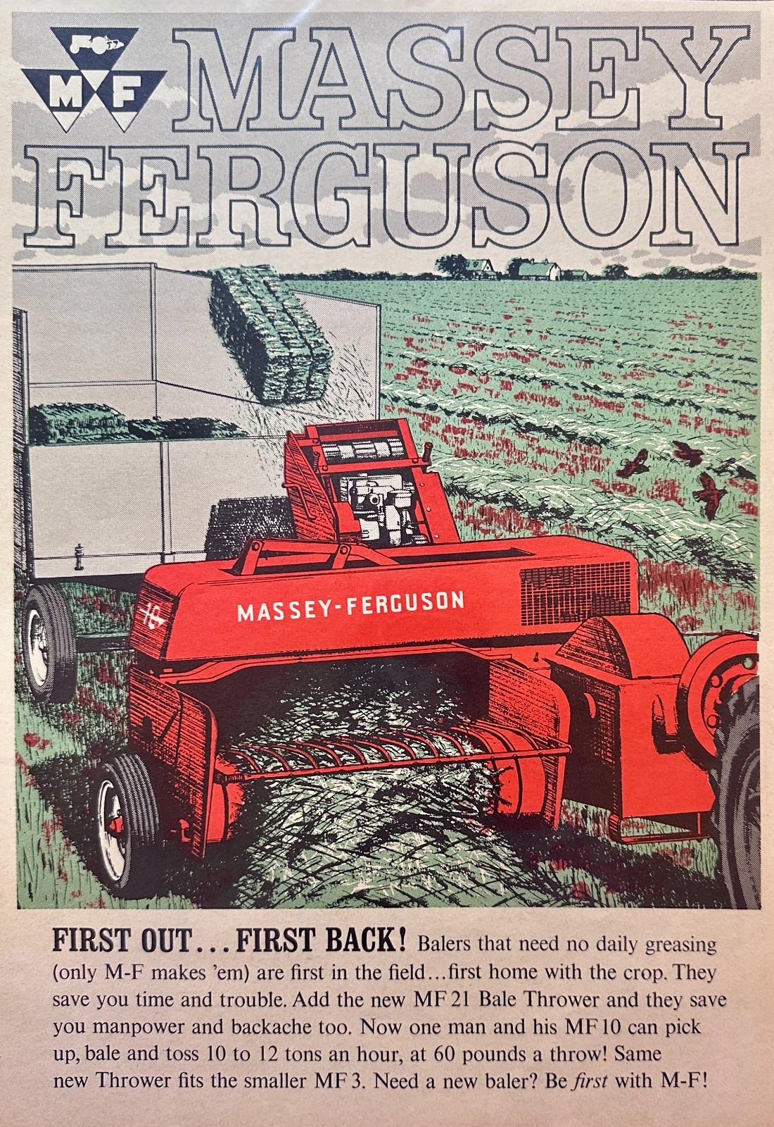 Lot of (4) Massey Ferguson Tractor Ads Early Sixties Ads #5004-5007