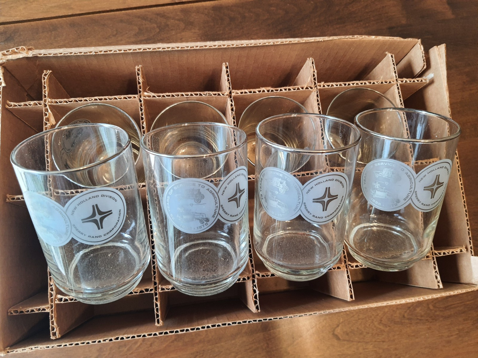 Sperry Rand NEW HOLLAND DIVISION Agriculture 75th Anniv. 8 Dinner Glass Set
