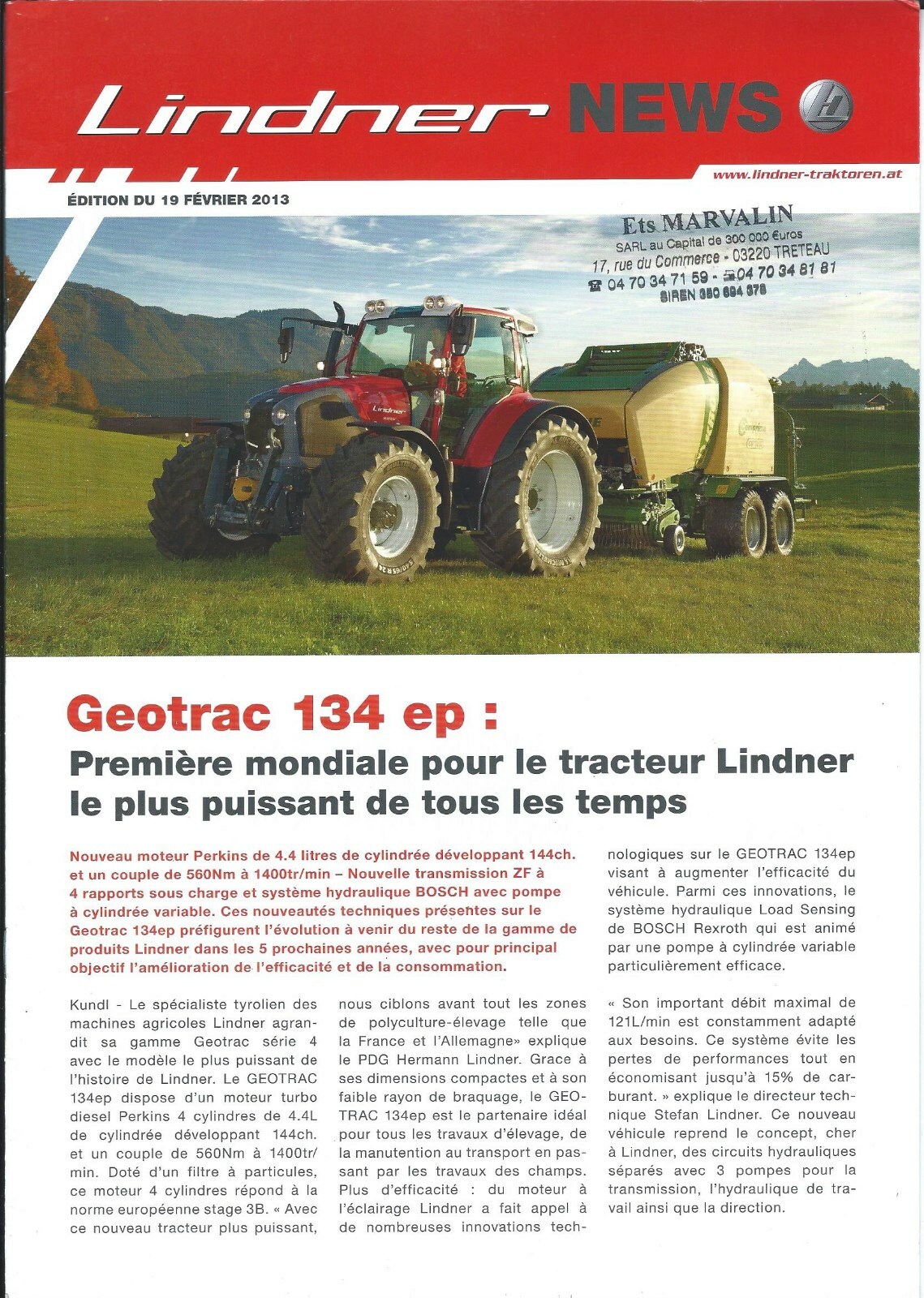 Farm Tractor Newsletter – Lindner – Geotrac 134 84 ep et al FRENCH lang (F6743)