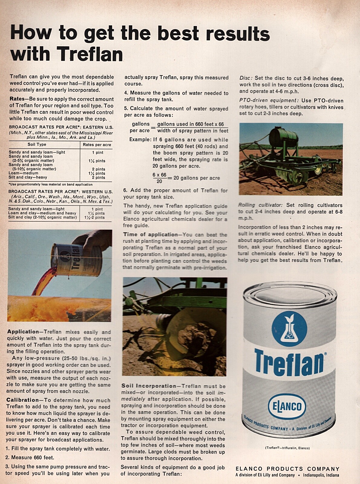 Lot of (2) 1960&rsquo;s Elanco Treflan Weed Killer Bean Fields Original Color Brochure