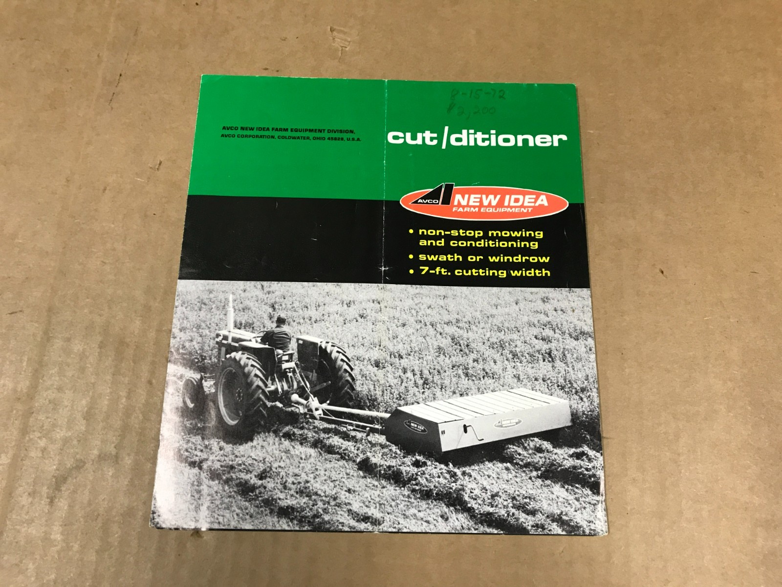 Vintage New Idea Farm Equipment Cut/ditioner Salesman Brochure