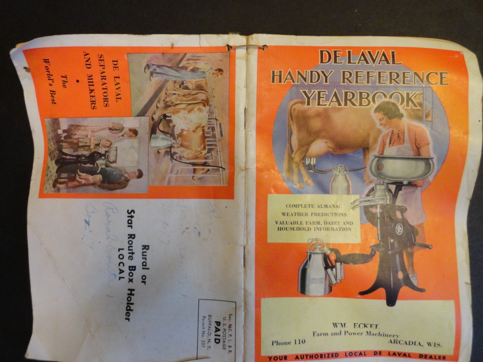 1941 DE LAVAL HANDY REFERENCE YEARBOOK DAIRY FARM SEPARATOR MILKER ARCADIA WI