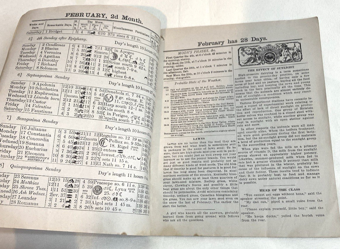 Vintage 1941 John Baers Sons AGRICULTURAL ALMANAC Lancaster PA FARMERS